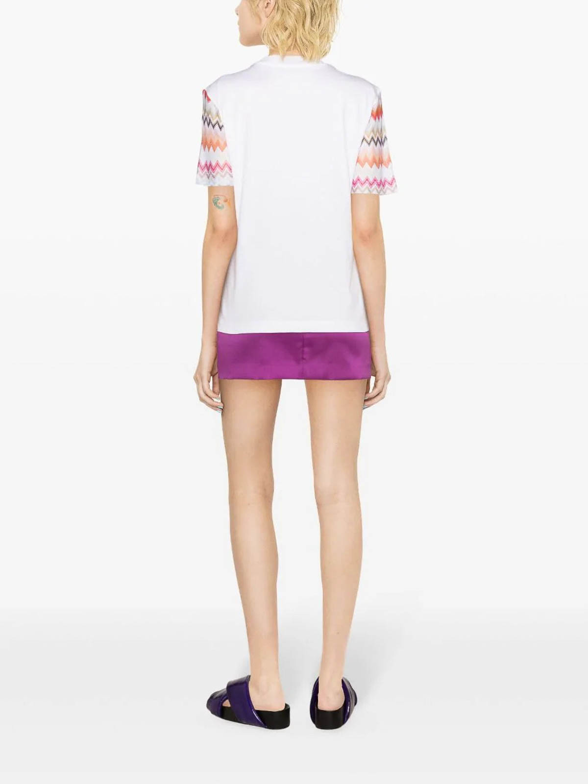 Shop Missoni T-shirt With Zigzag Sleeves In White