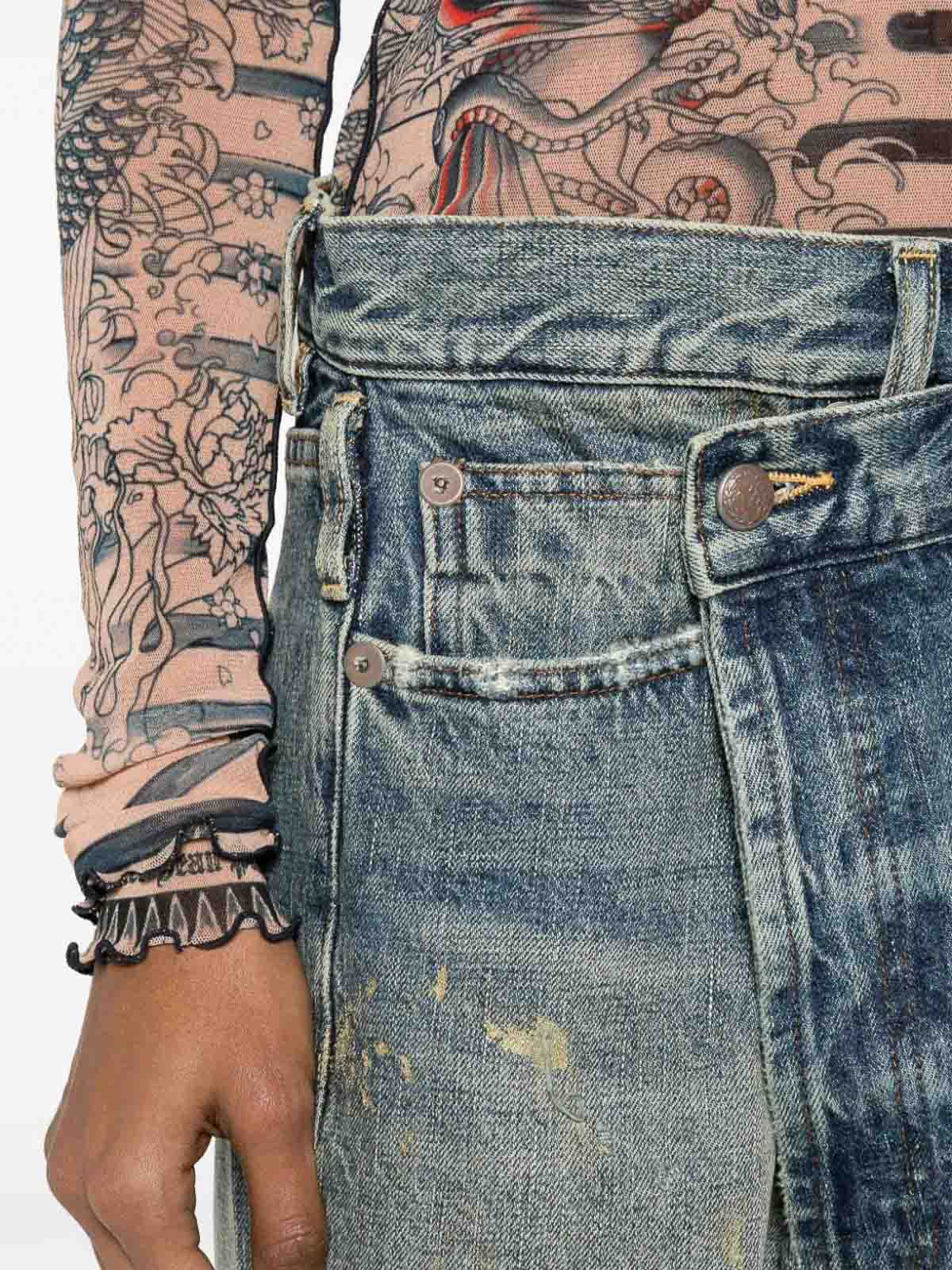 Shop R13 High-waisted Crop Crossover Jeans In Dark Wash
