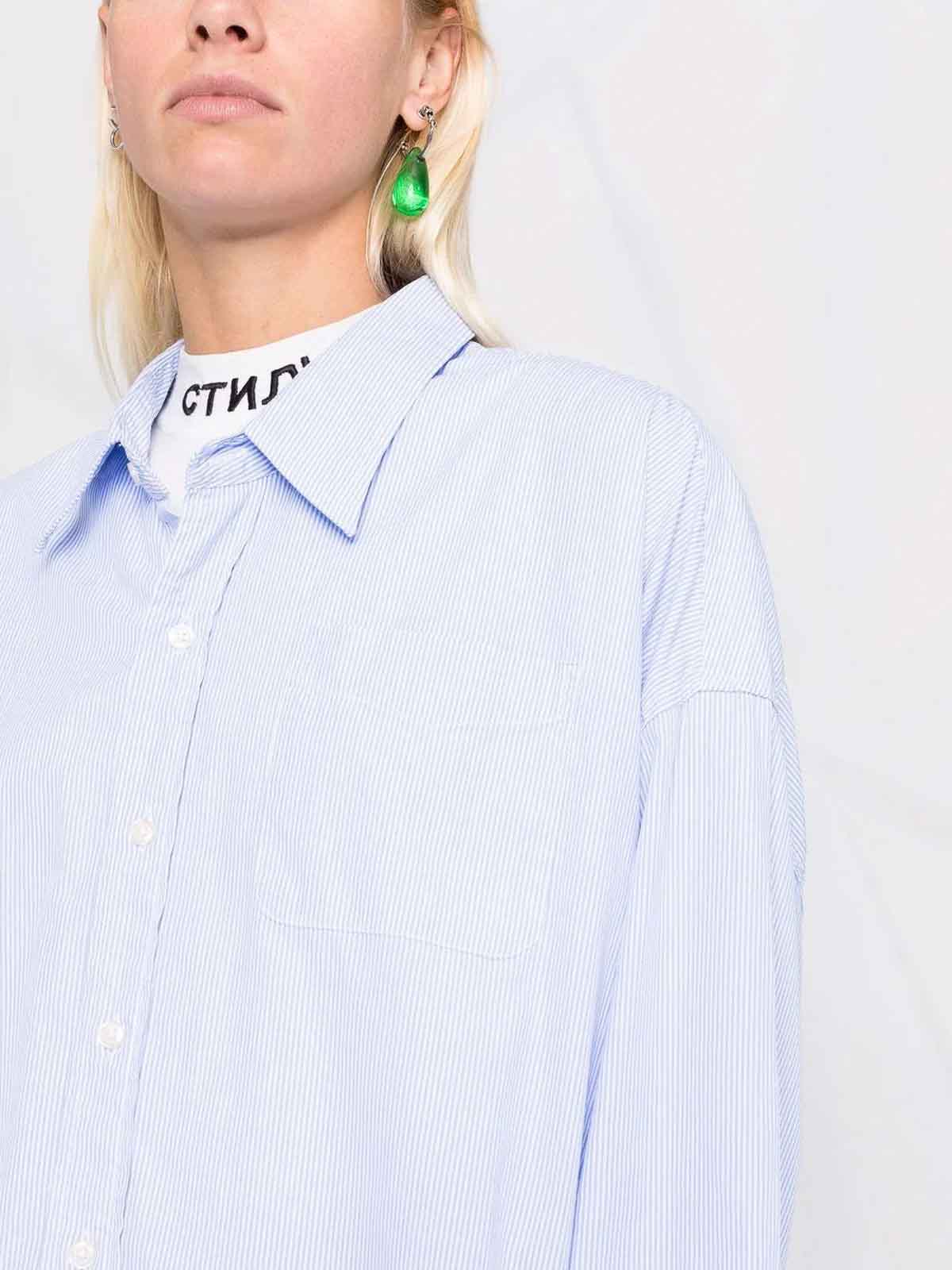 Shop R13 Pinstripe Shirt In Blue