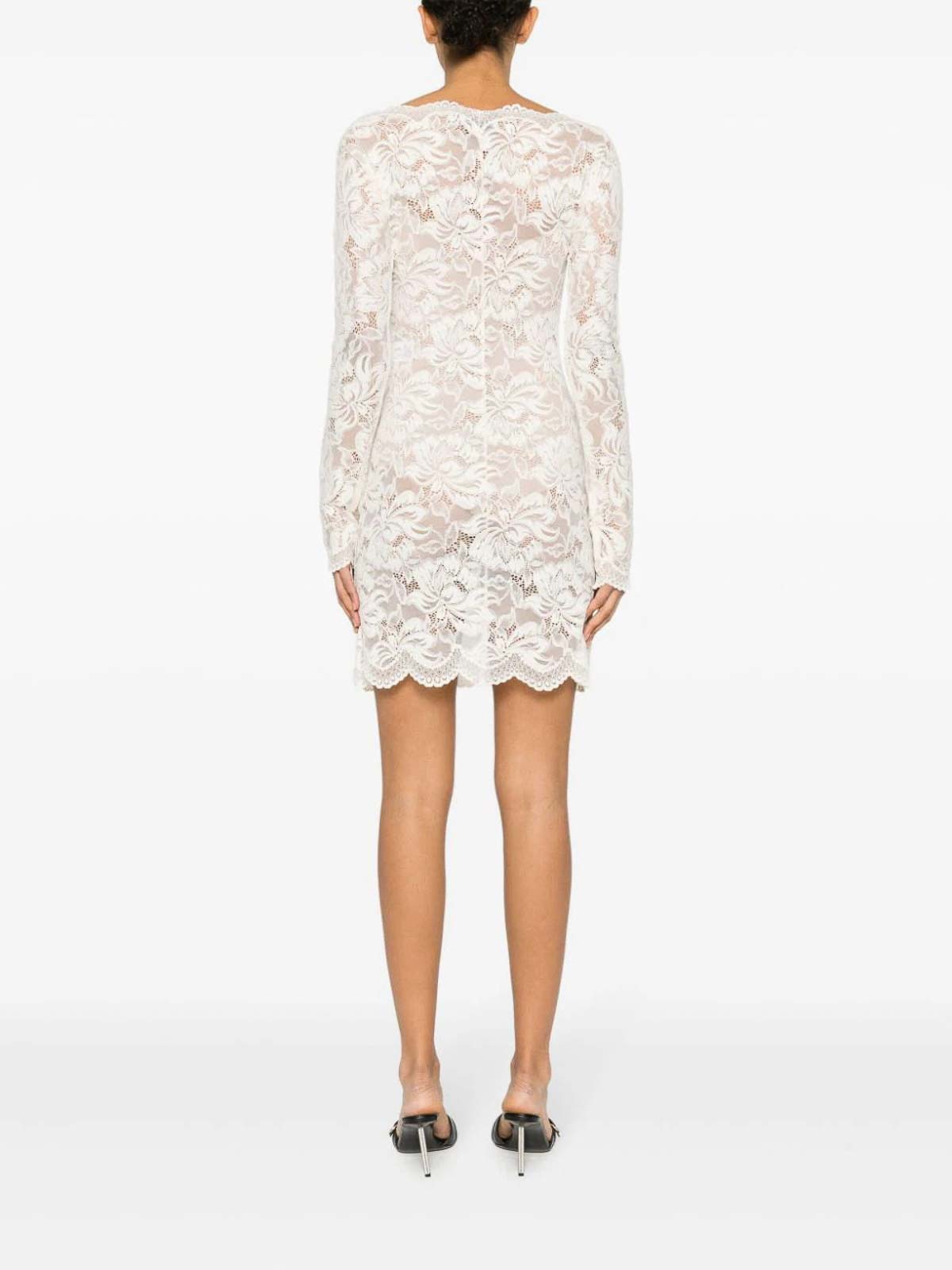ワンピース RABANNE Woman Dress White 25PJRO062CO0555 P100 Ivory long dress in lace – Rabanne