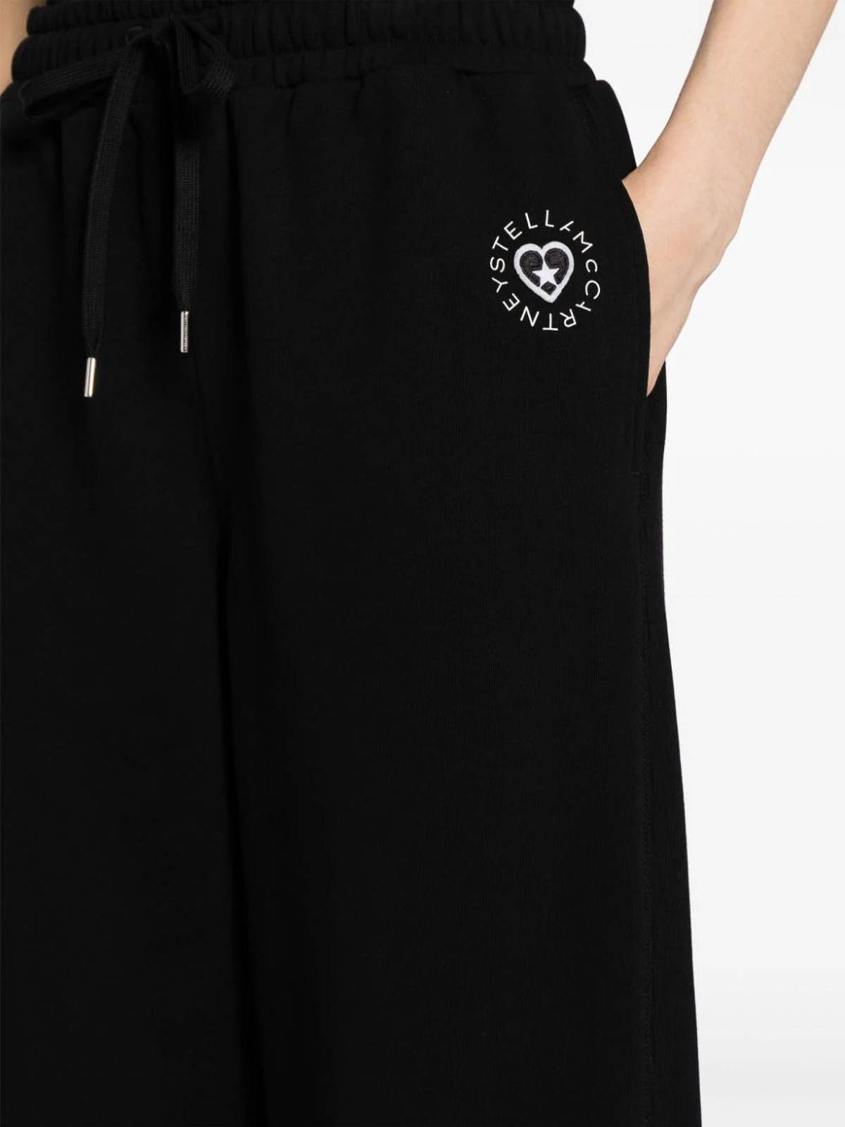 Shop Stella Mccartney Sporty Trousers With Logo Appliqué In Black