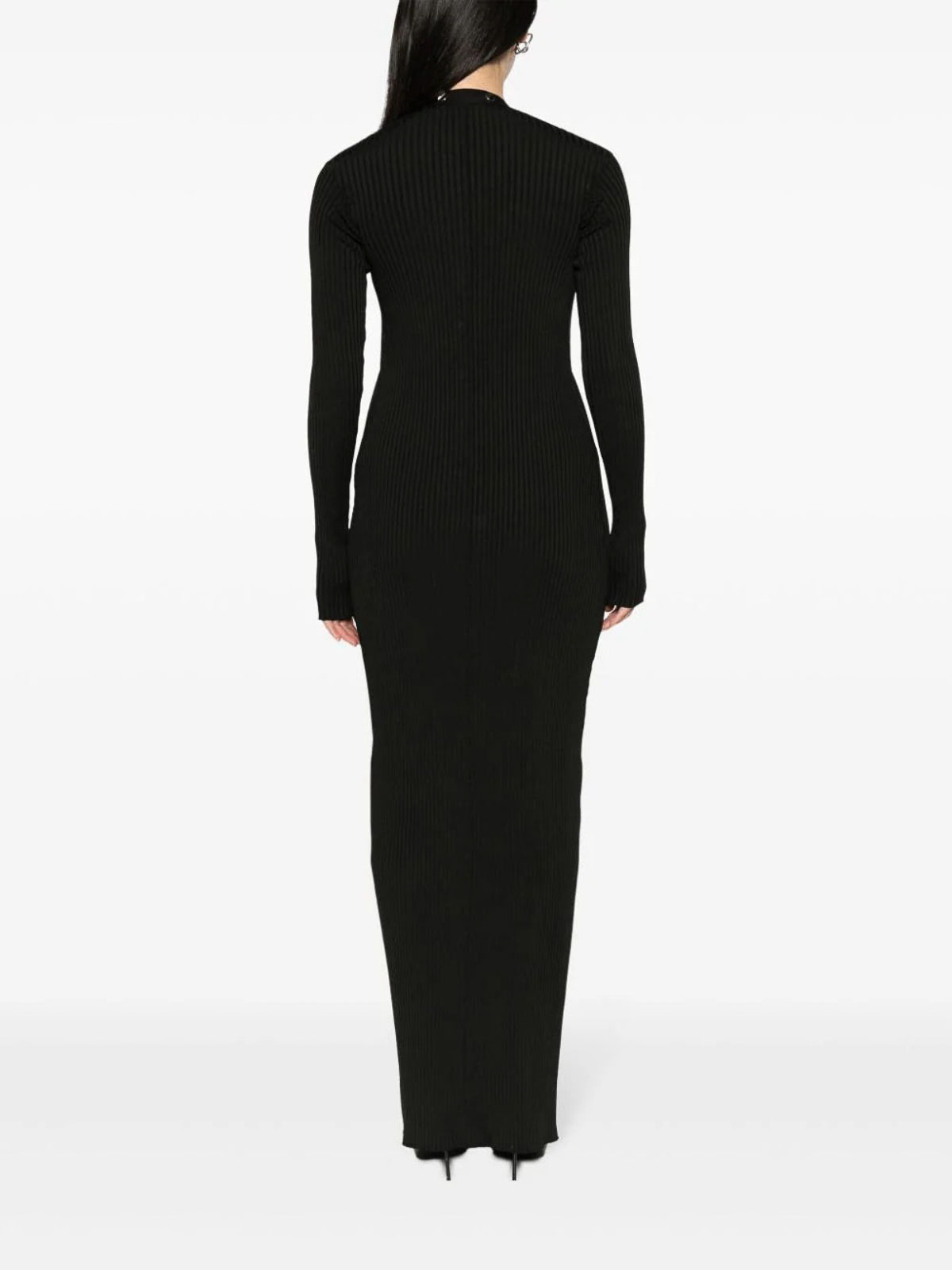 The Attico Ribbed cardigan dress - Black|241WCM113KV006100