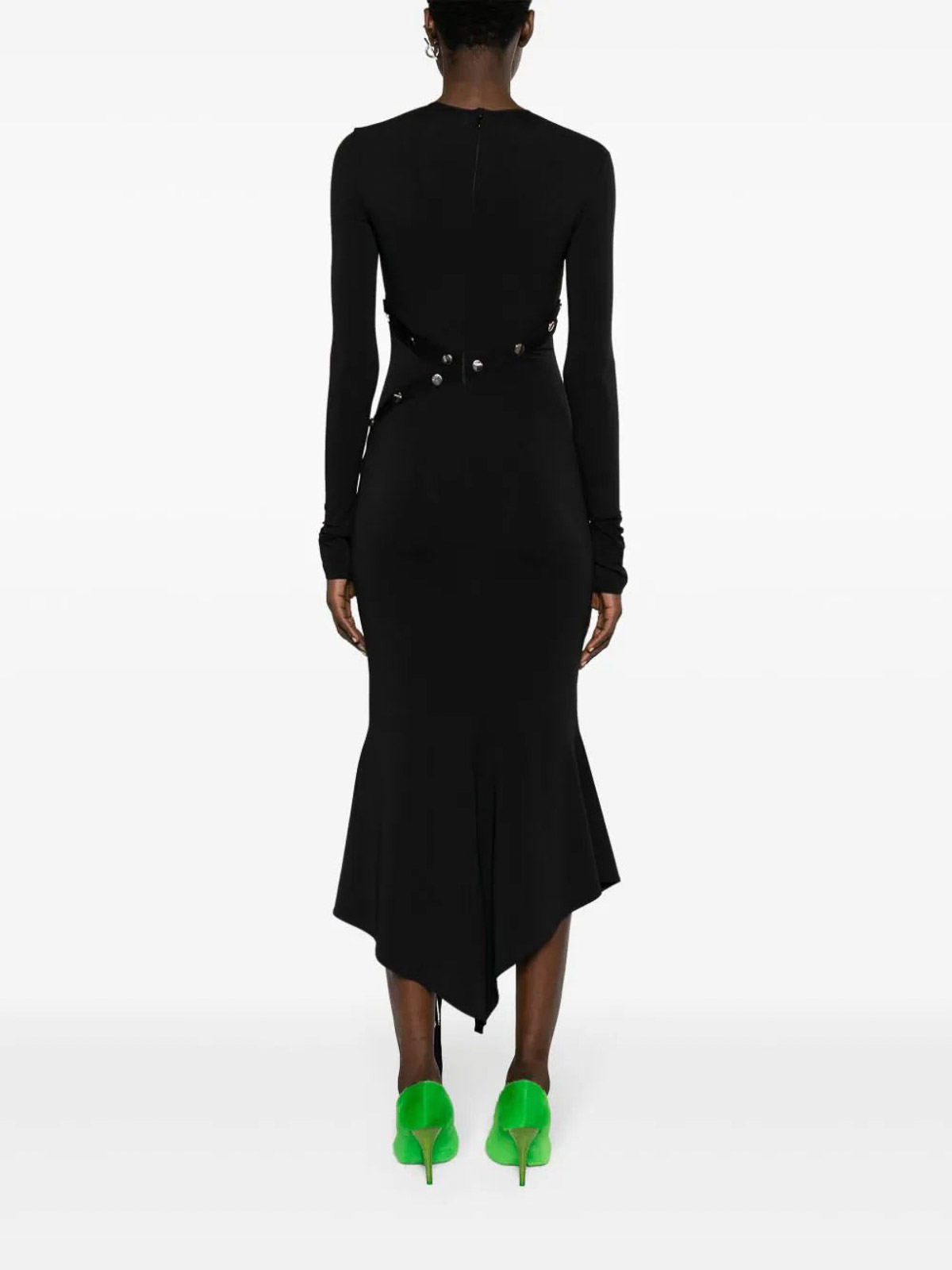 Shop Attico Asymmetric Dress In Black