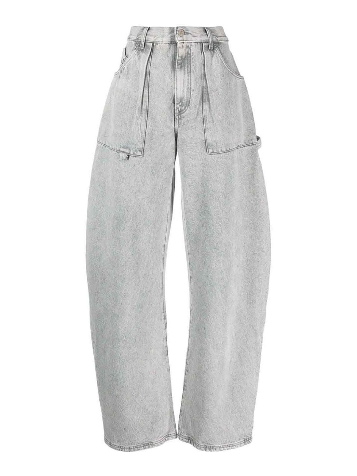 Shop Attico Wide Leg Effie Jeans In Light Grey