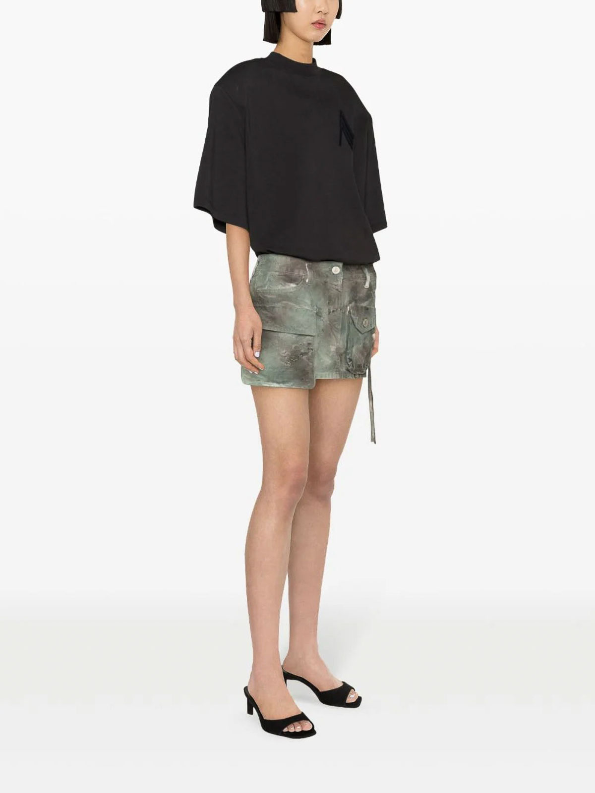 Shop Attico Fay Miniskirt With Camouflage Print In Green