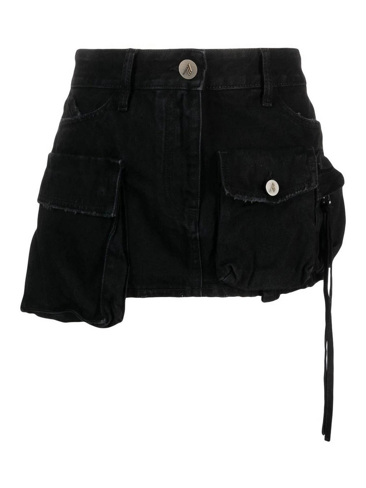 Shop Attico Fay Denim Miniskirt In Black