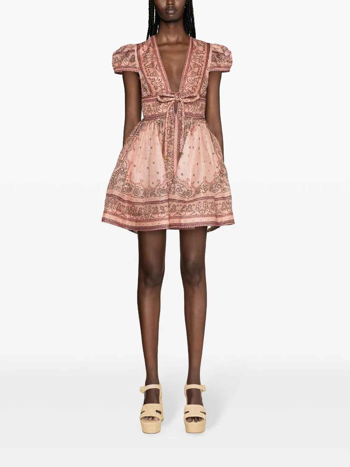 Shop Zimmermann Matchmaker Short Dress With Print In Pink