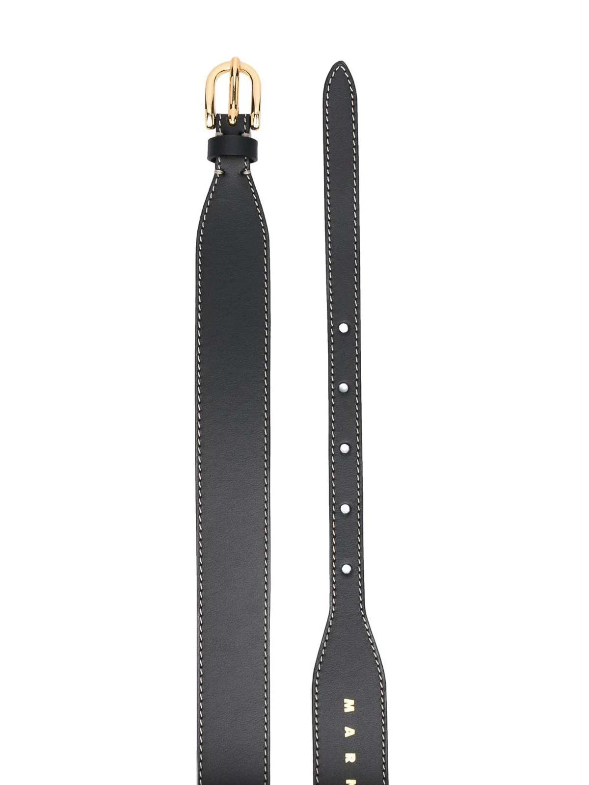 Shop Marni Belt With Print In Black