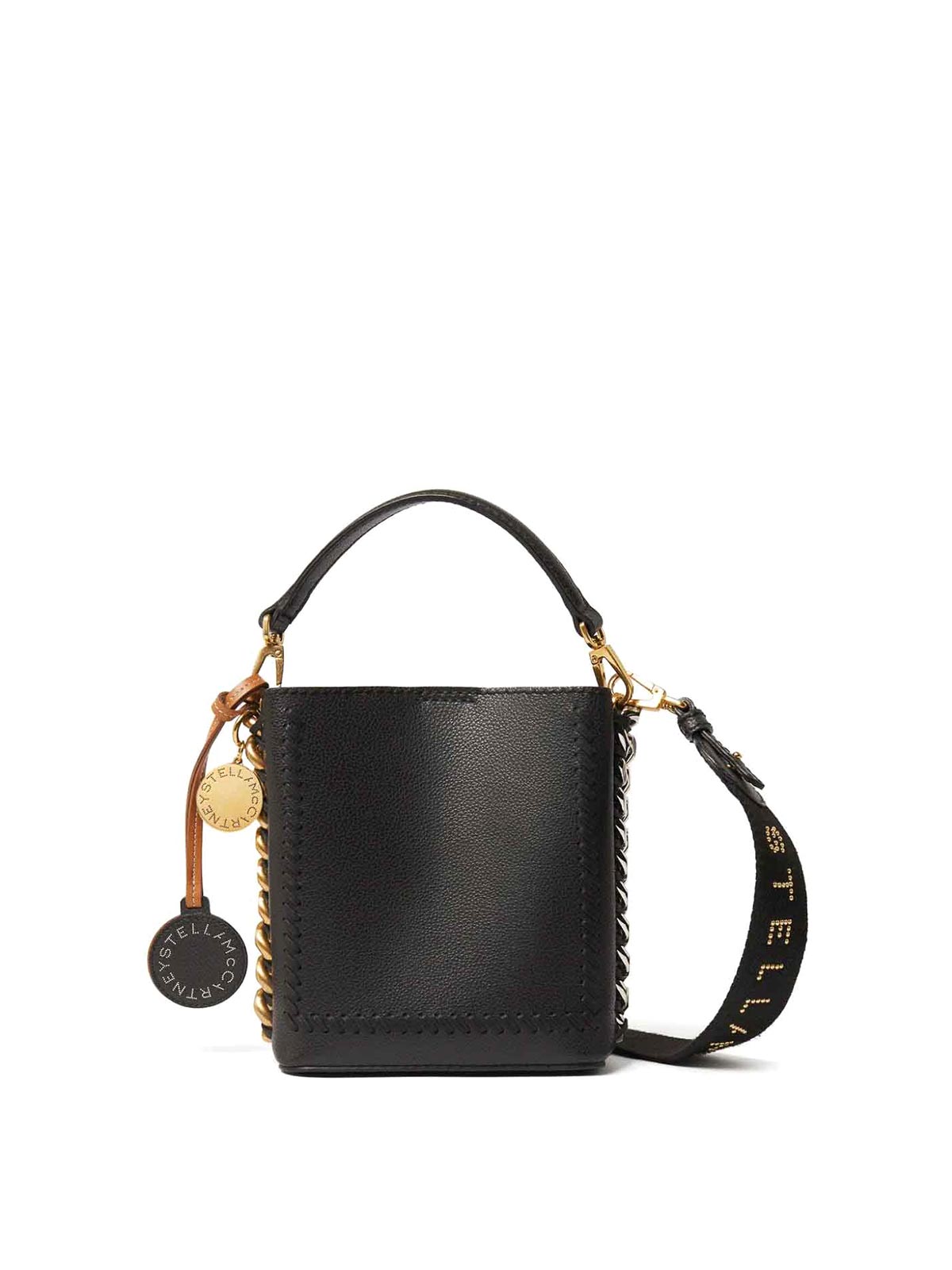 Shop Stella Mccartney Frayme Mirum Mini Bucket Bag In Black