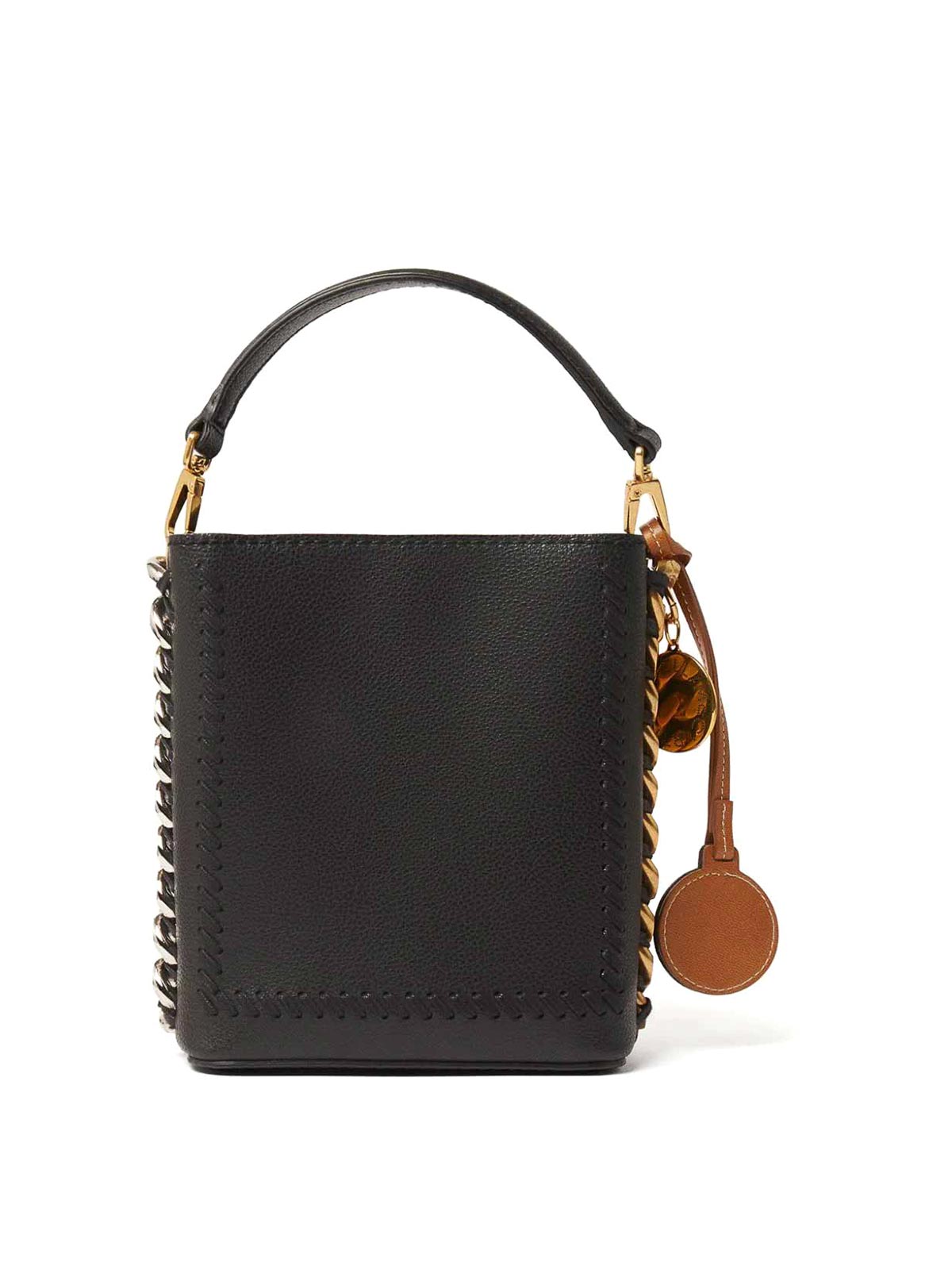Shop Stella Mccartney Frayme Mirum Mini Bucket Bag In Black