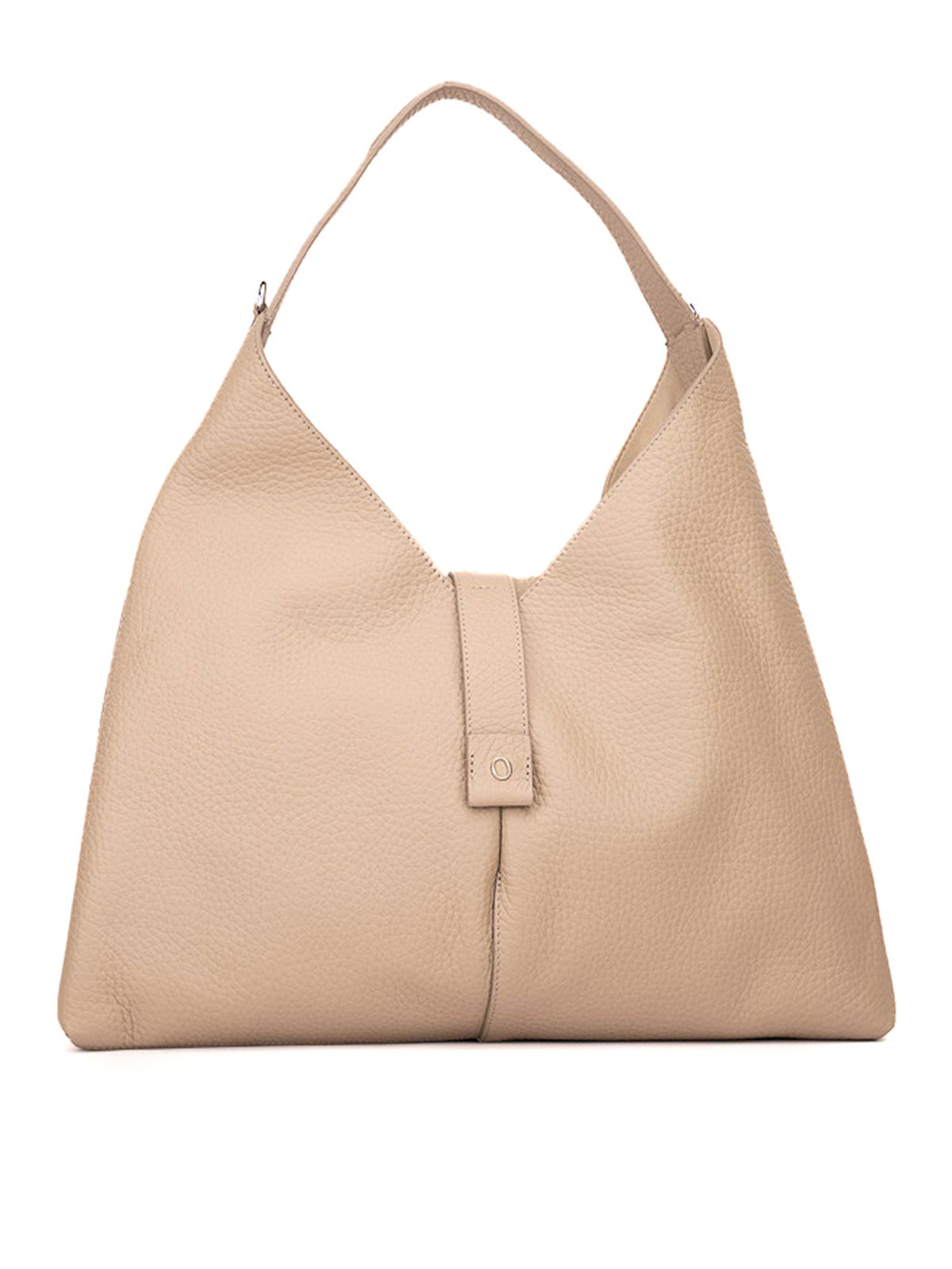 Shop Orciani Vita Soft Shoulder Bag In Leather In Beige