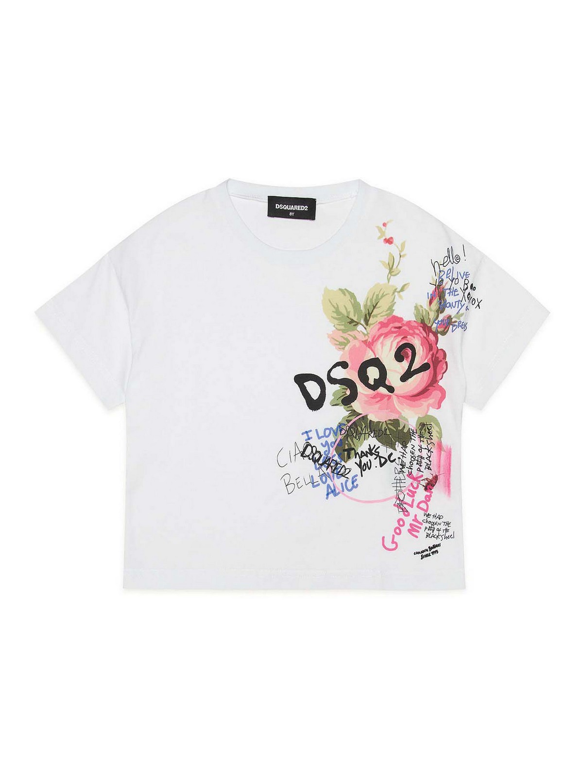 Dsquared2 Kids' Short Sleeve T-shirt In White