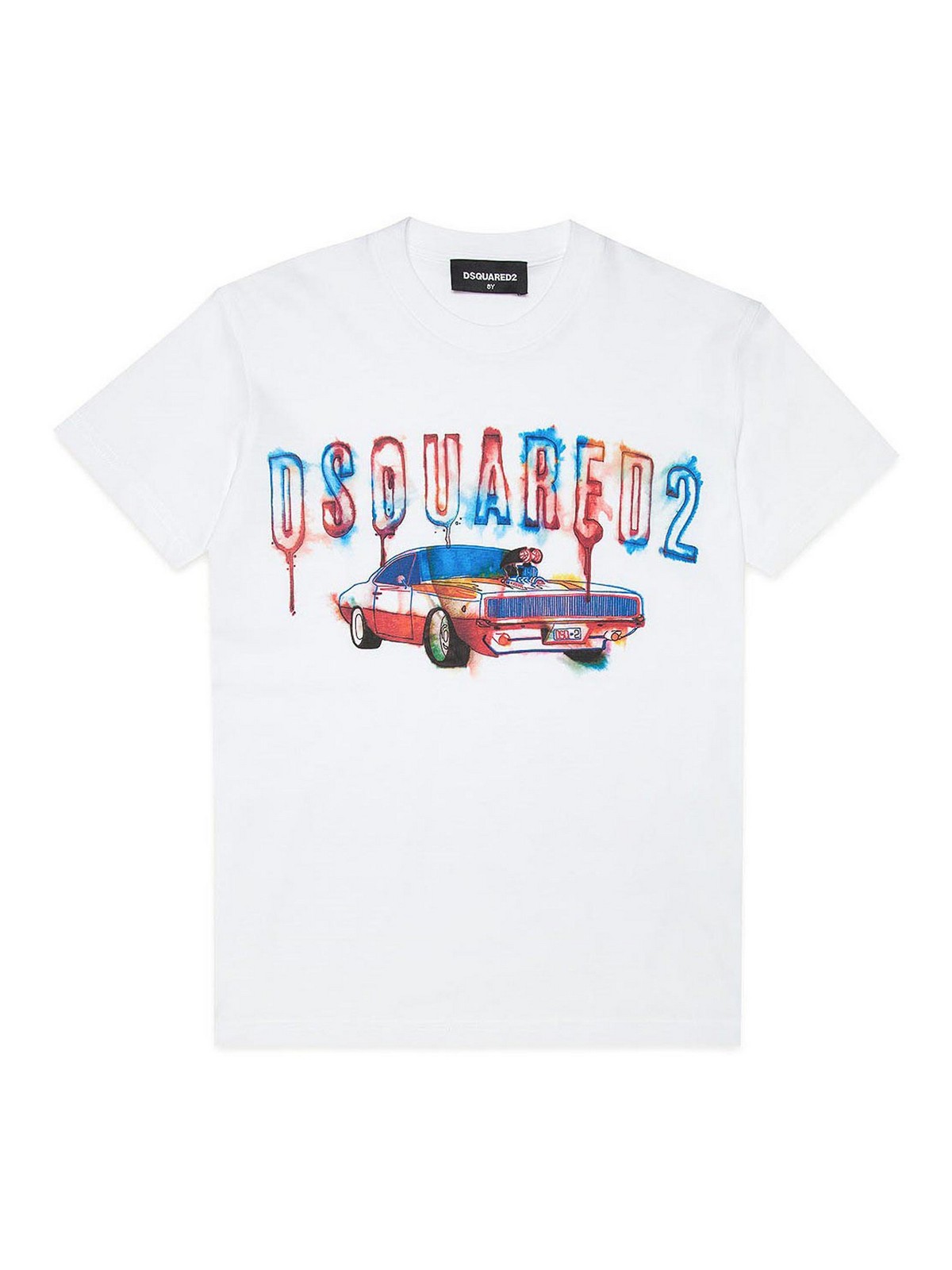 Dsquared2 Kids' T-shirt With Multicolor Logo In White