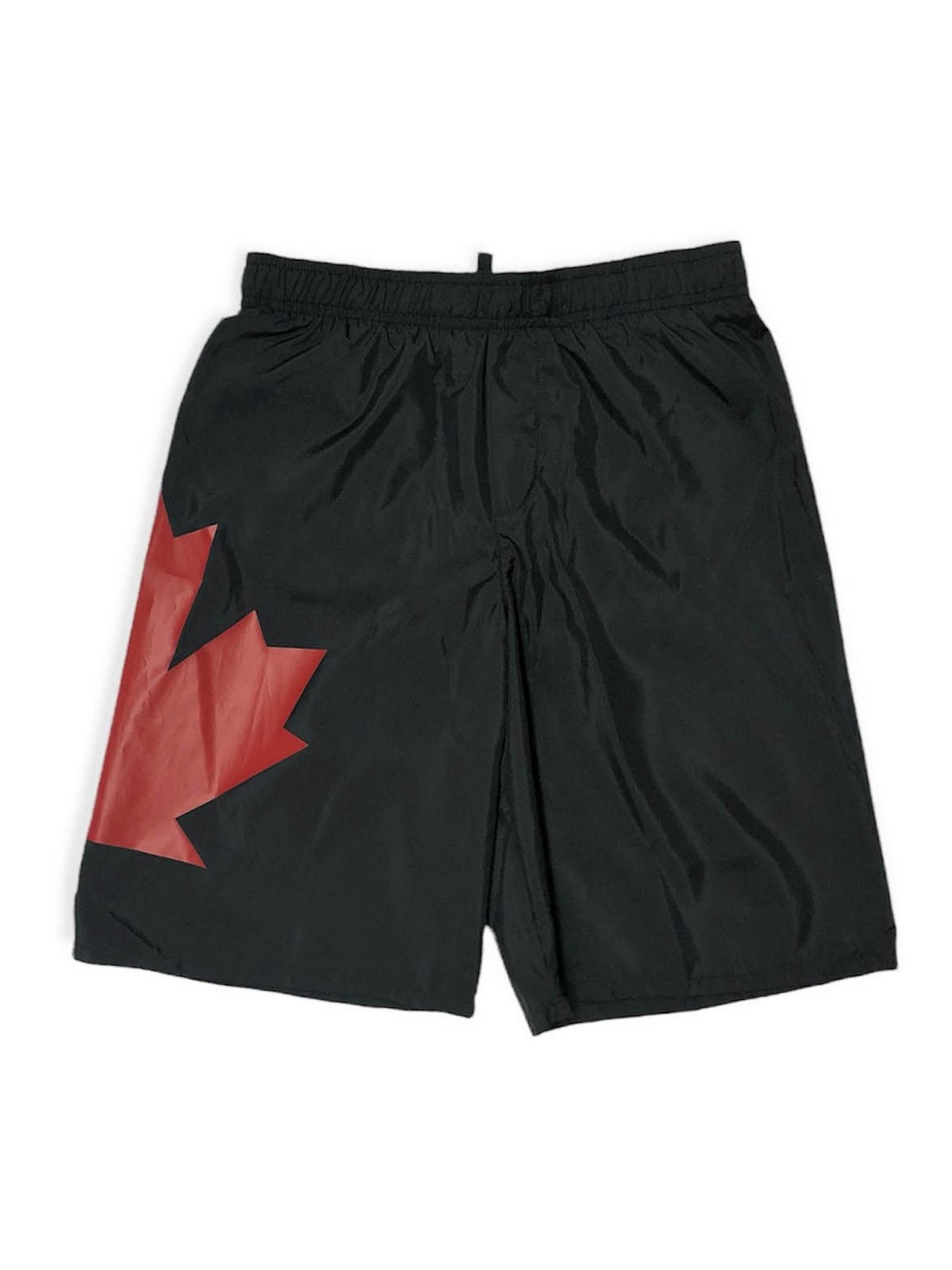 Dsquared2 Kids' Leaf Print Swim Shorts In Black
