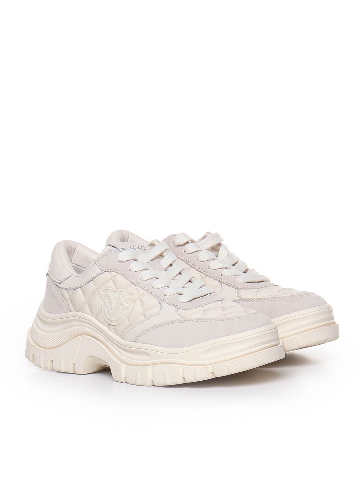 Shop Pinko Leather Sneakers In White