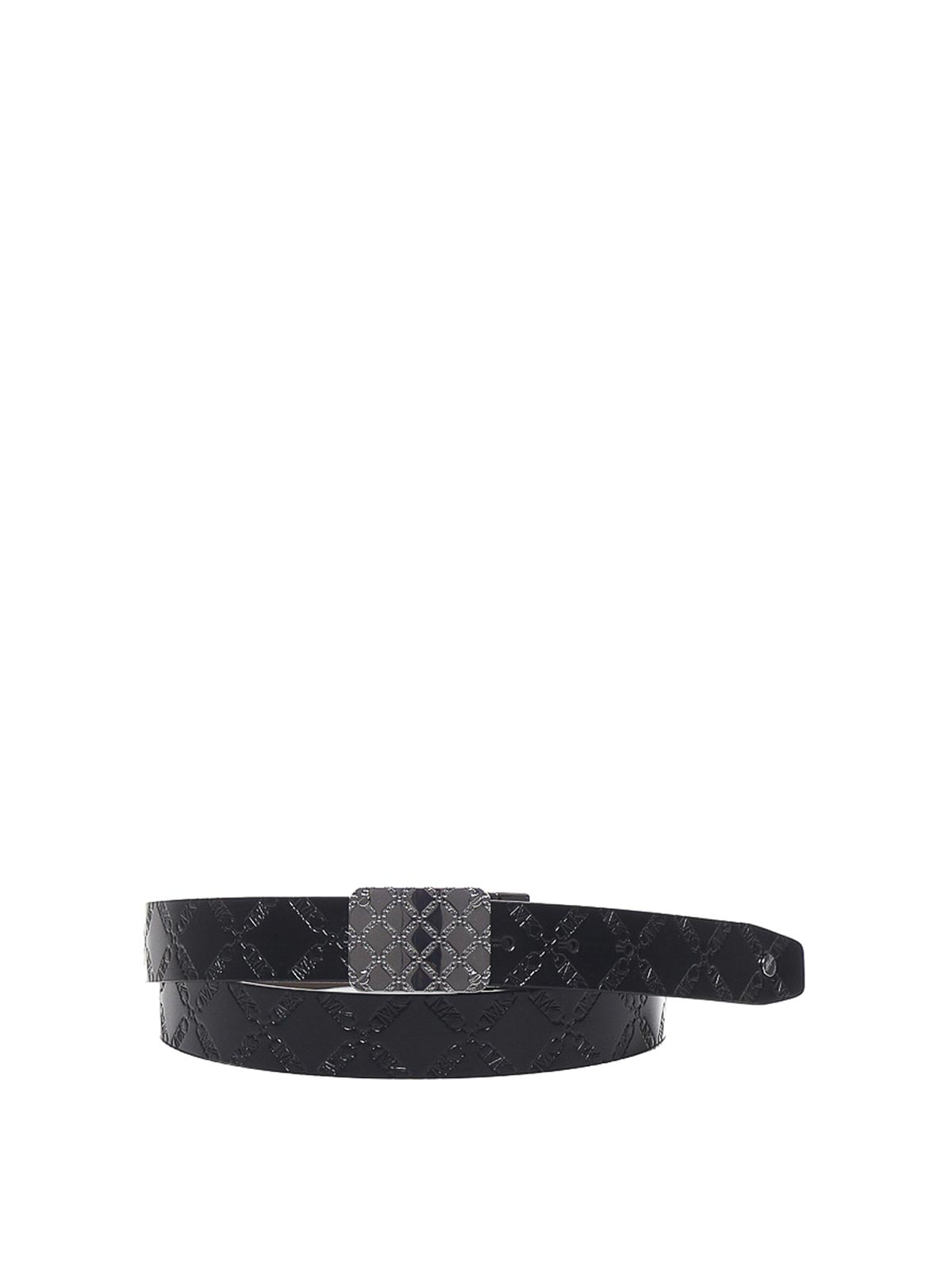 Shop Michael Michael Kors Reversible Logo Leather Belt In Black