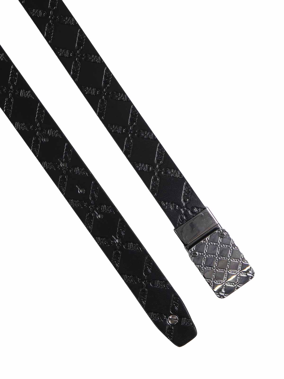 Shop Michael Michael Kors Reversible Logo Leather Belt In Black
