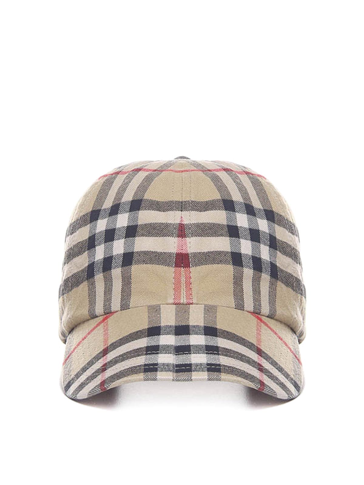 Shop Burberry Baseball Cap With Check Print In Beige