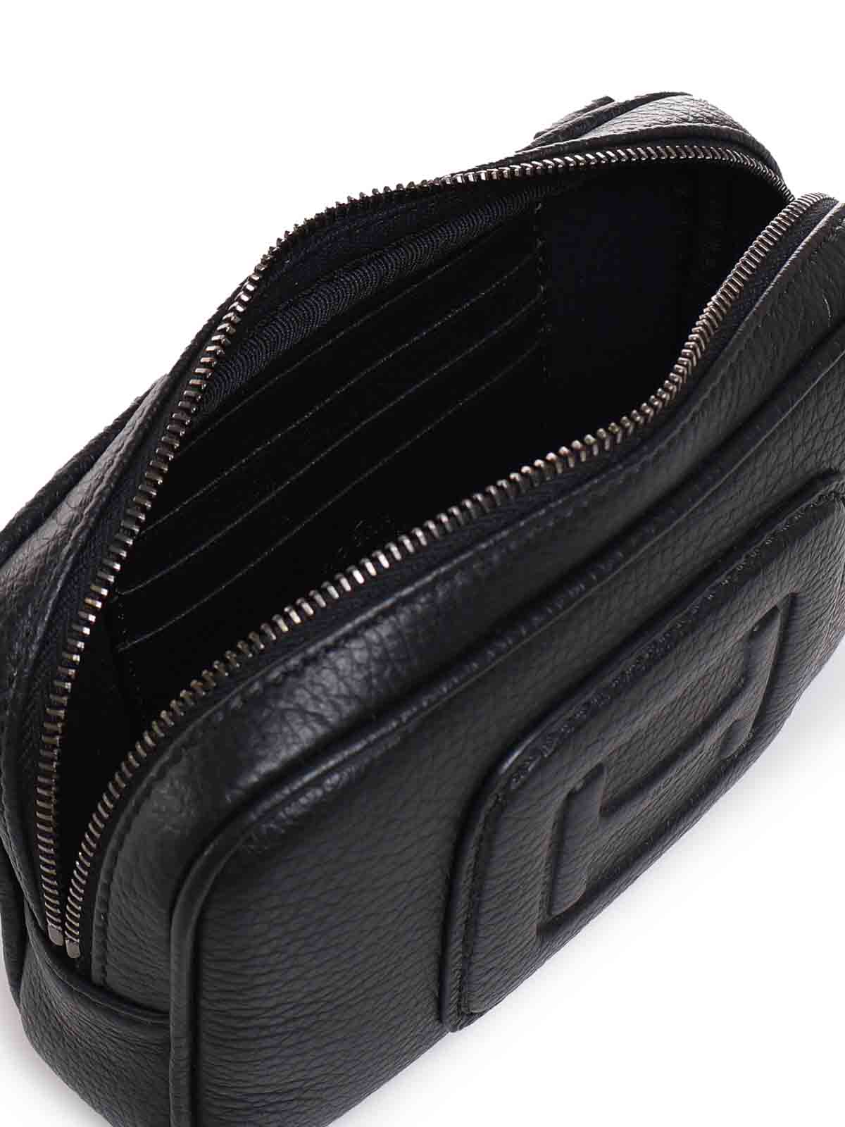 Sac à Bandoulière Noir Hillard & Hanson - Double Sangle - Cuir (occasion)
