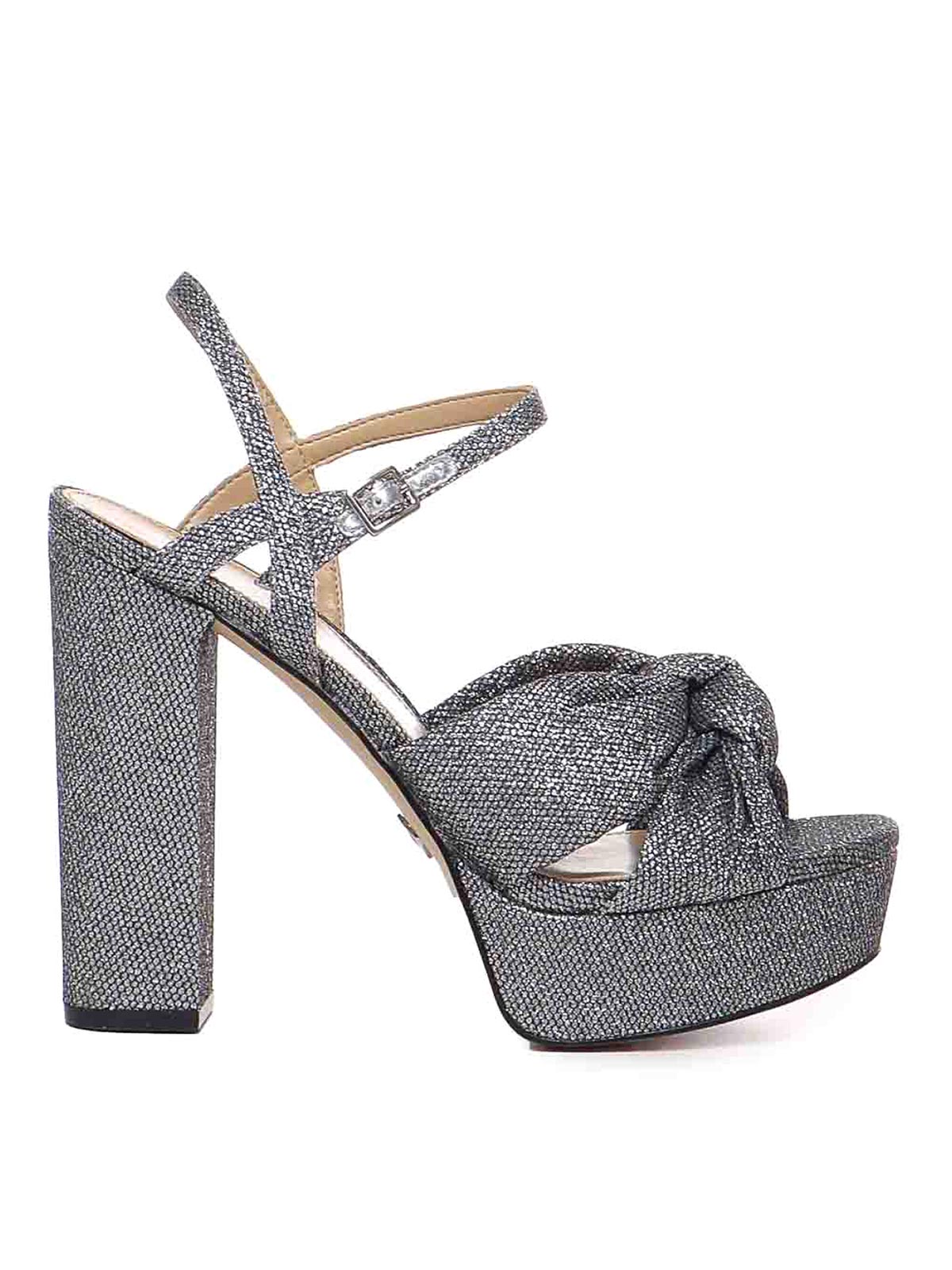Shop Michael Michael Kors Josie Platform Sandals In Silver