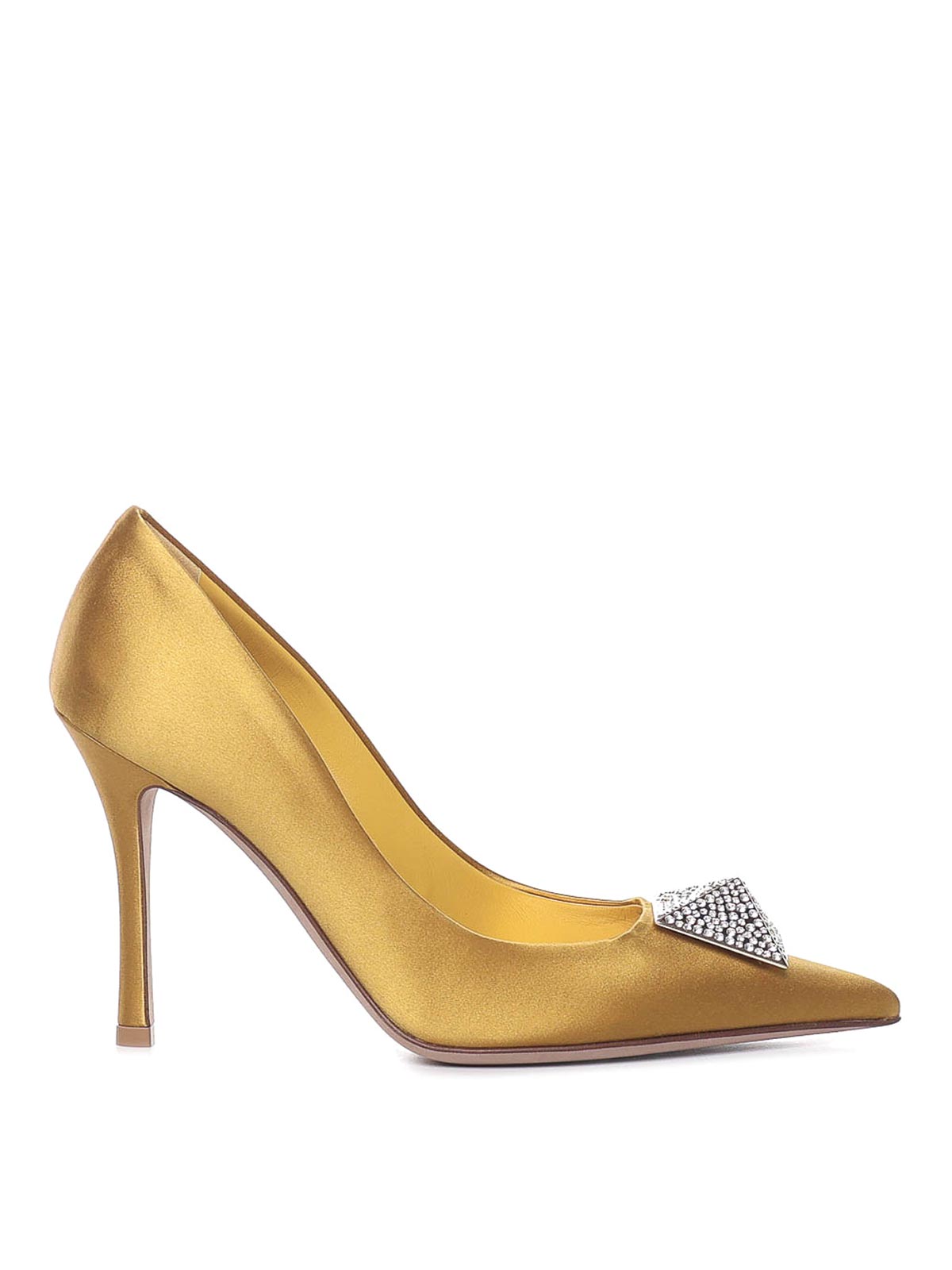 Shop Valentino One Stud Dcollet With Silk And Crystals In Dorado