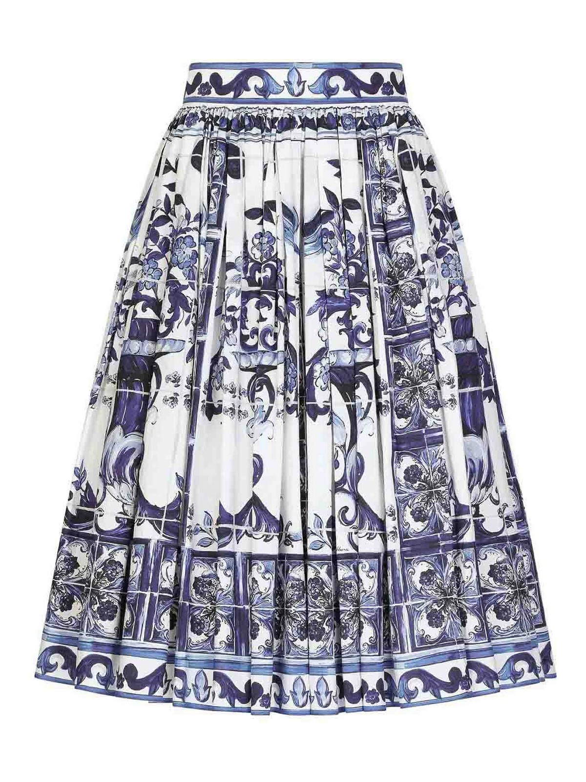 Shop Dolce & Gabbana Majolica Print Skirt In White