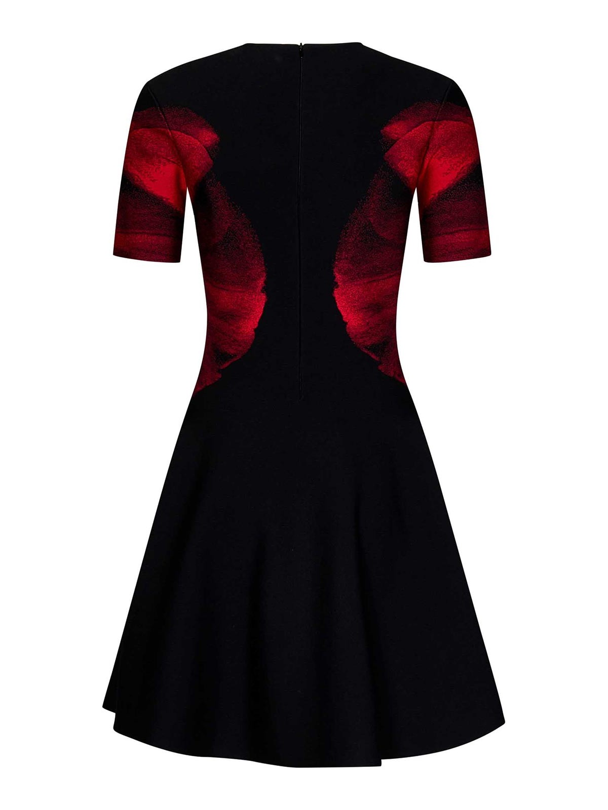 alexander mcqueen red and black dress 2011 Alexander McQueen Red Abstract Rose Print Chiffon Corset Gown –  Peekaboo Vintage Marketplace main image 1