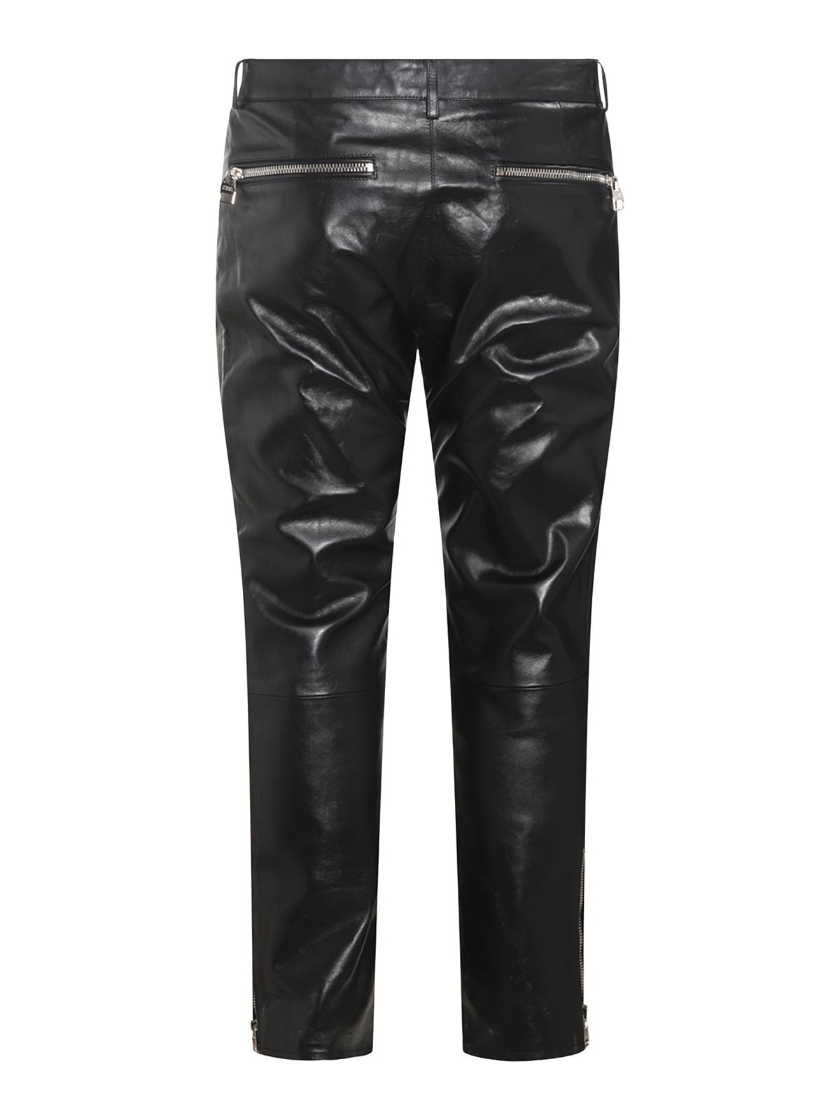 Shop Alexander Mcqueen Black Leather Trousers In Negro