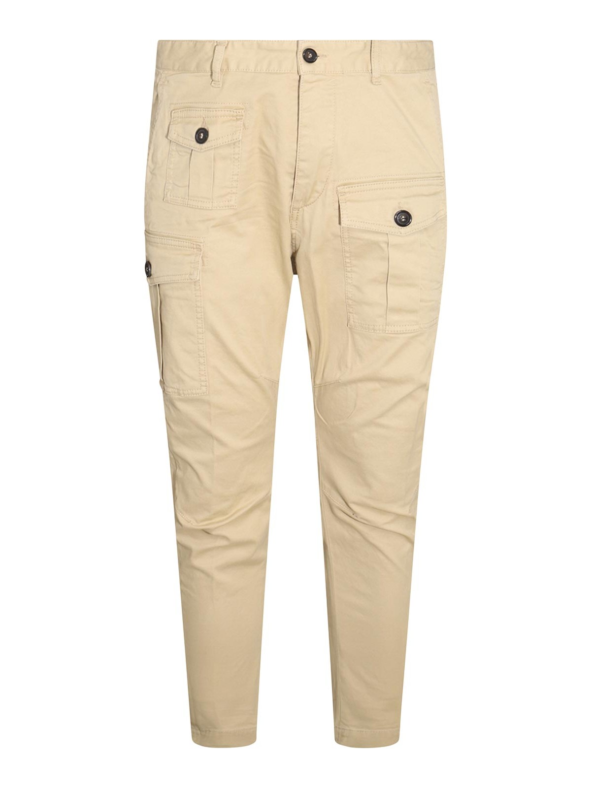 Shop Dsquared2 Beige Cotton Blend Cargo Trousers In Camel