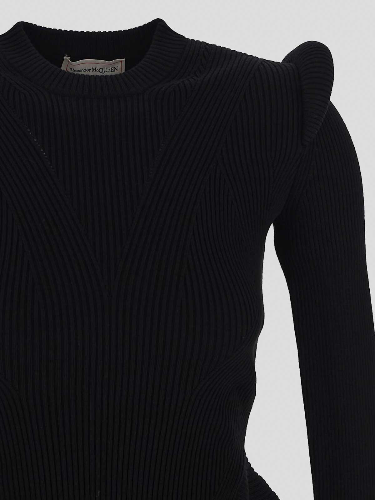 Alexander Mcqueen Ribbed Knit Top - Black - Women|768593Q1A641000