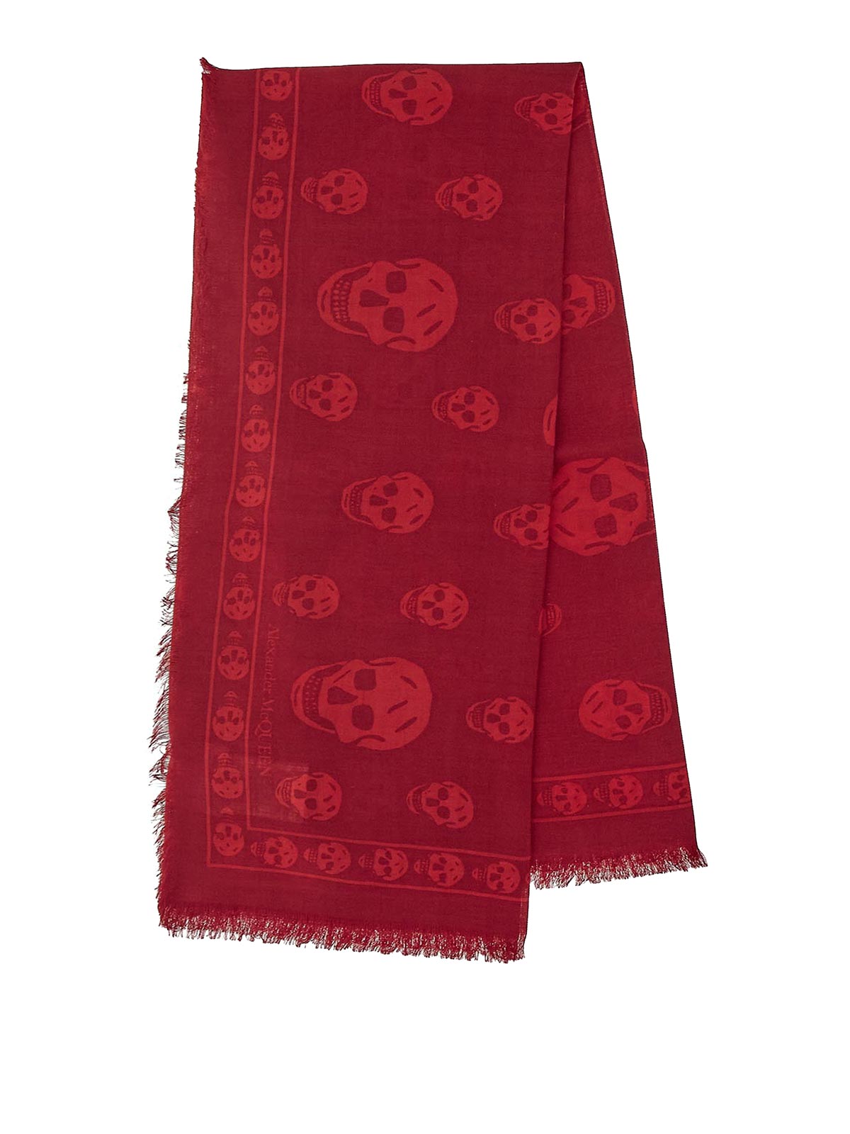 alexander mcqueen スカーフ スカル レッド Classic Skull Scarf in Deep Red | McQueen US