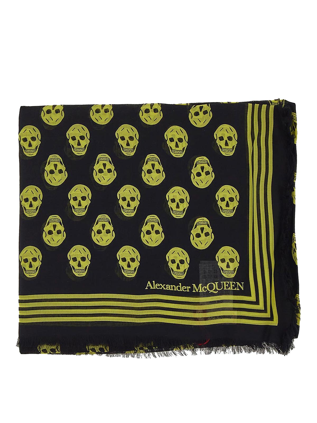 alexander mcqueen、スカーフ クラシック シルクシフォン スカル スカーフ | ブラック