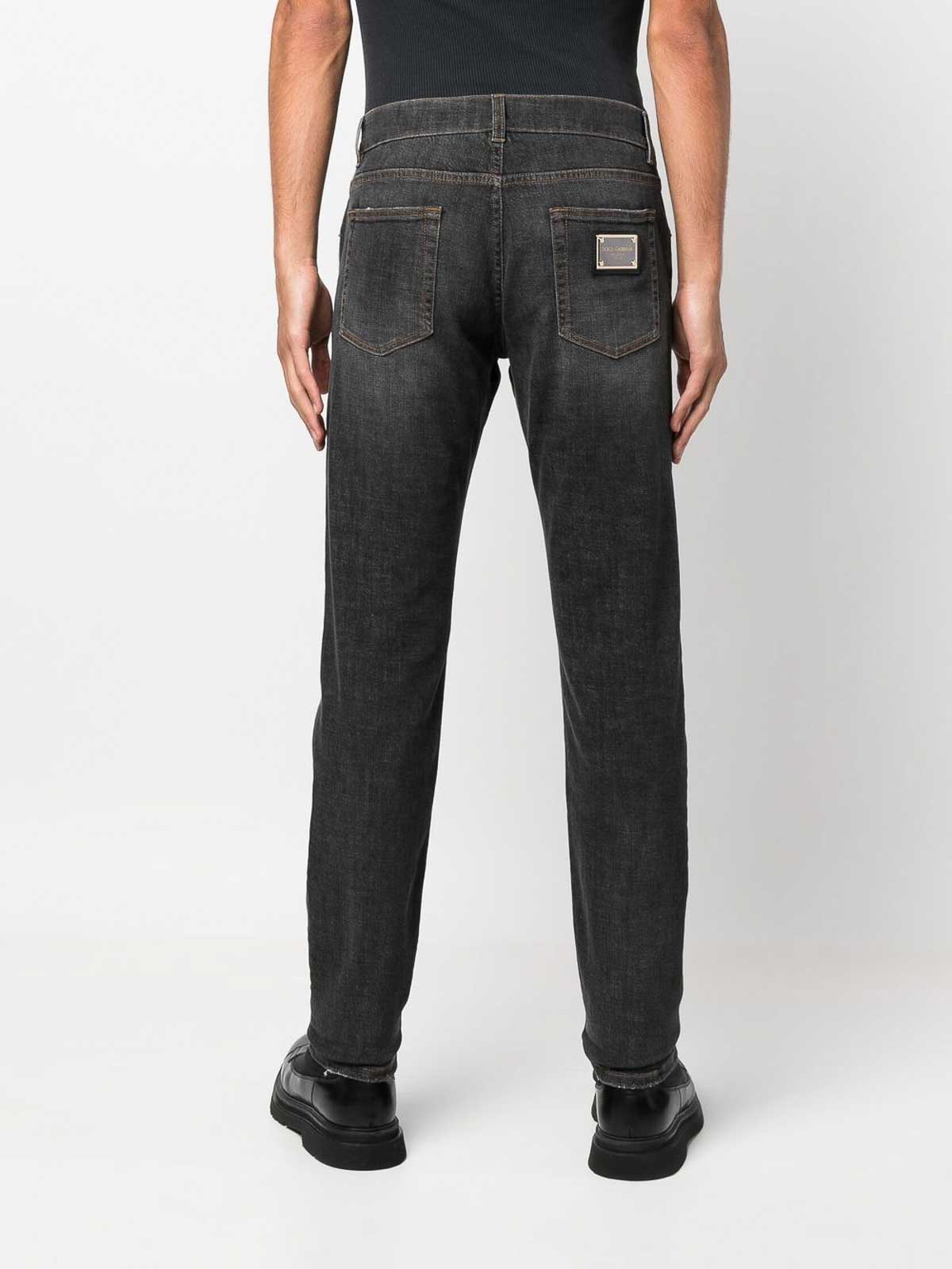 Dolce & Gabbana Logo-Plaque Jeans - Grey - Men|GY07CDG8FQ0S9001