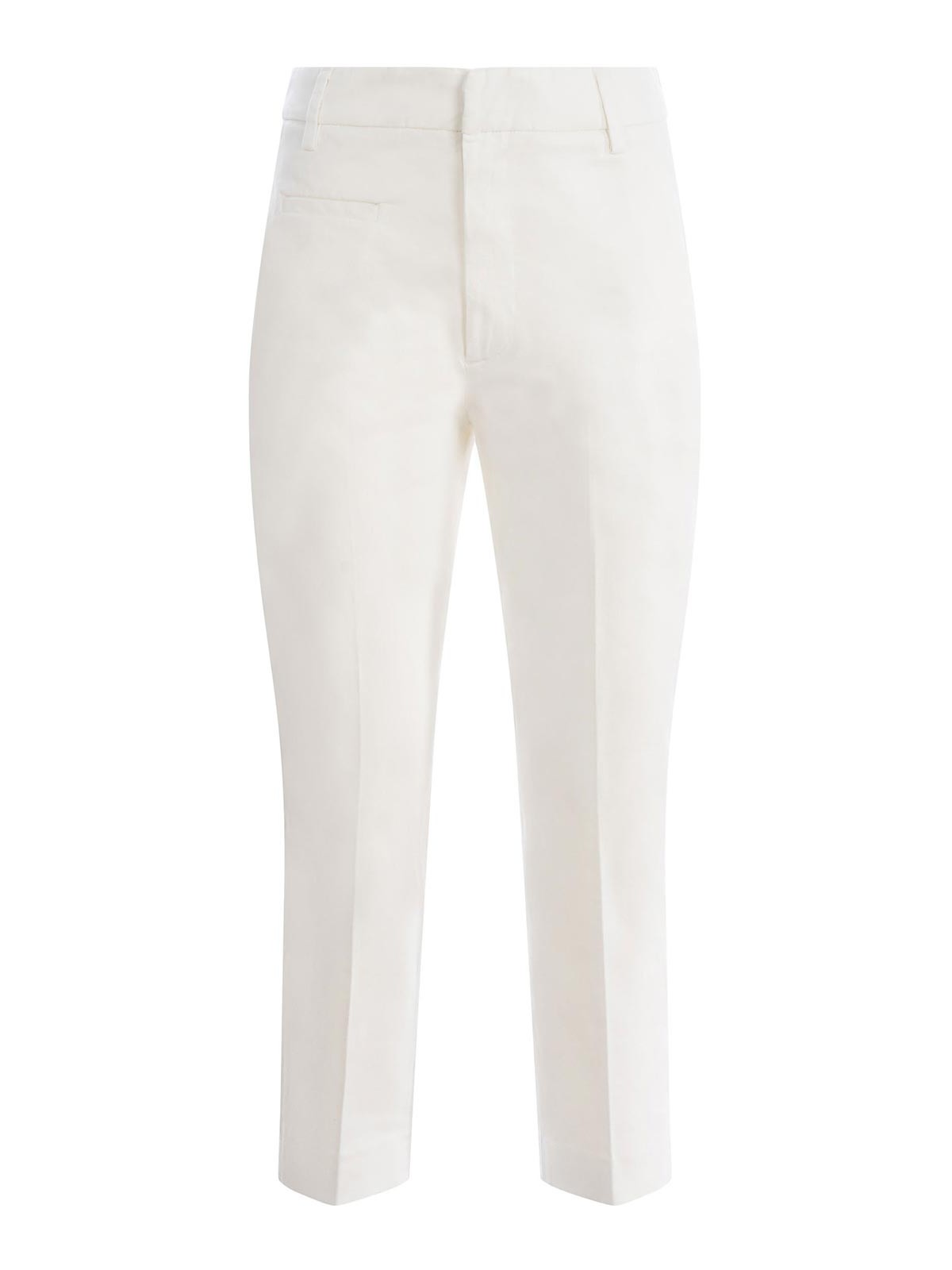 Dondup Trousers   In Stretch Cotton In White