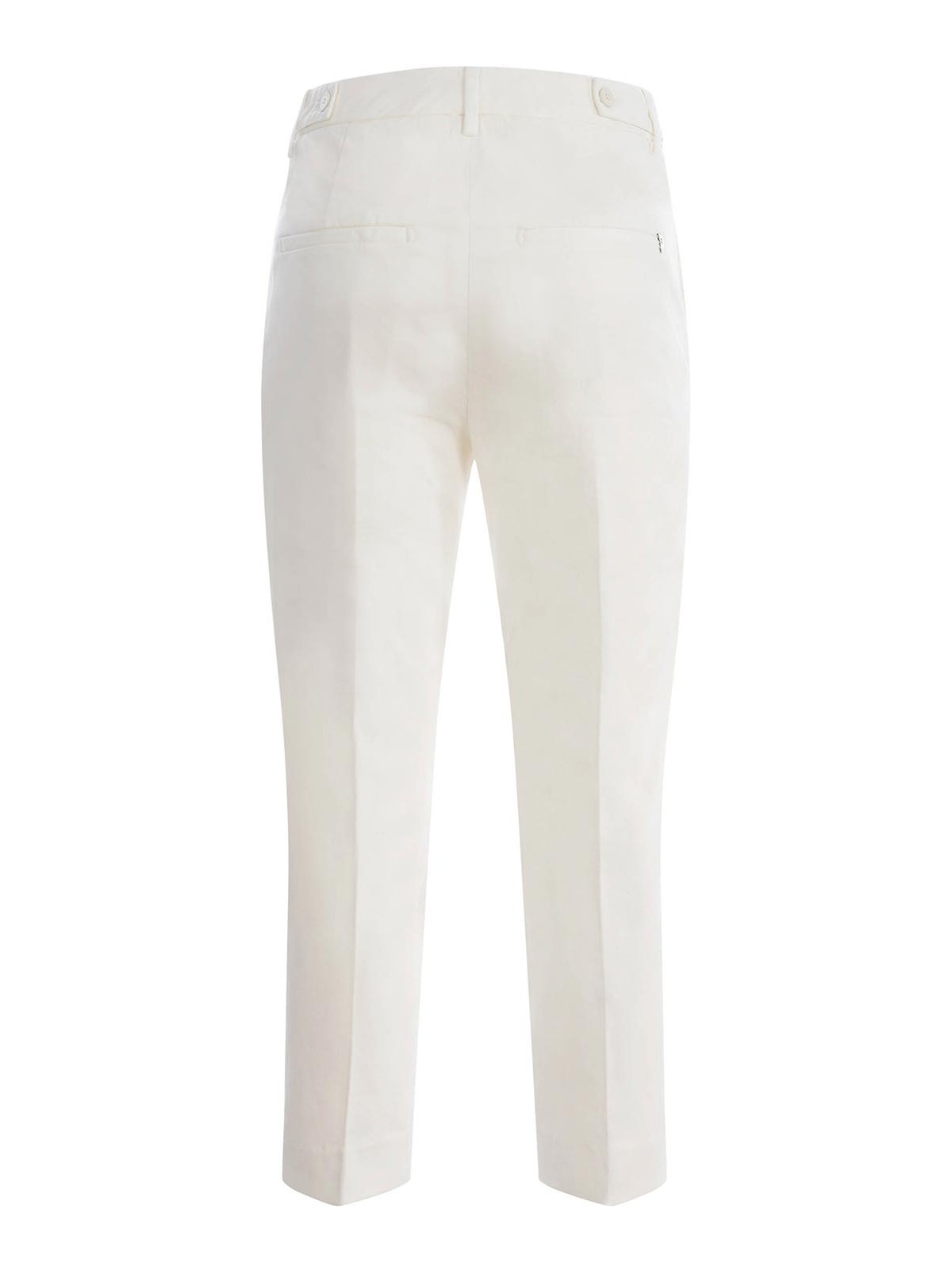 Shop Dondup Trousers   In Stretch Cotton In White