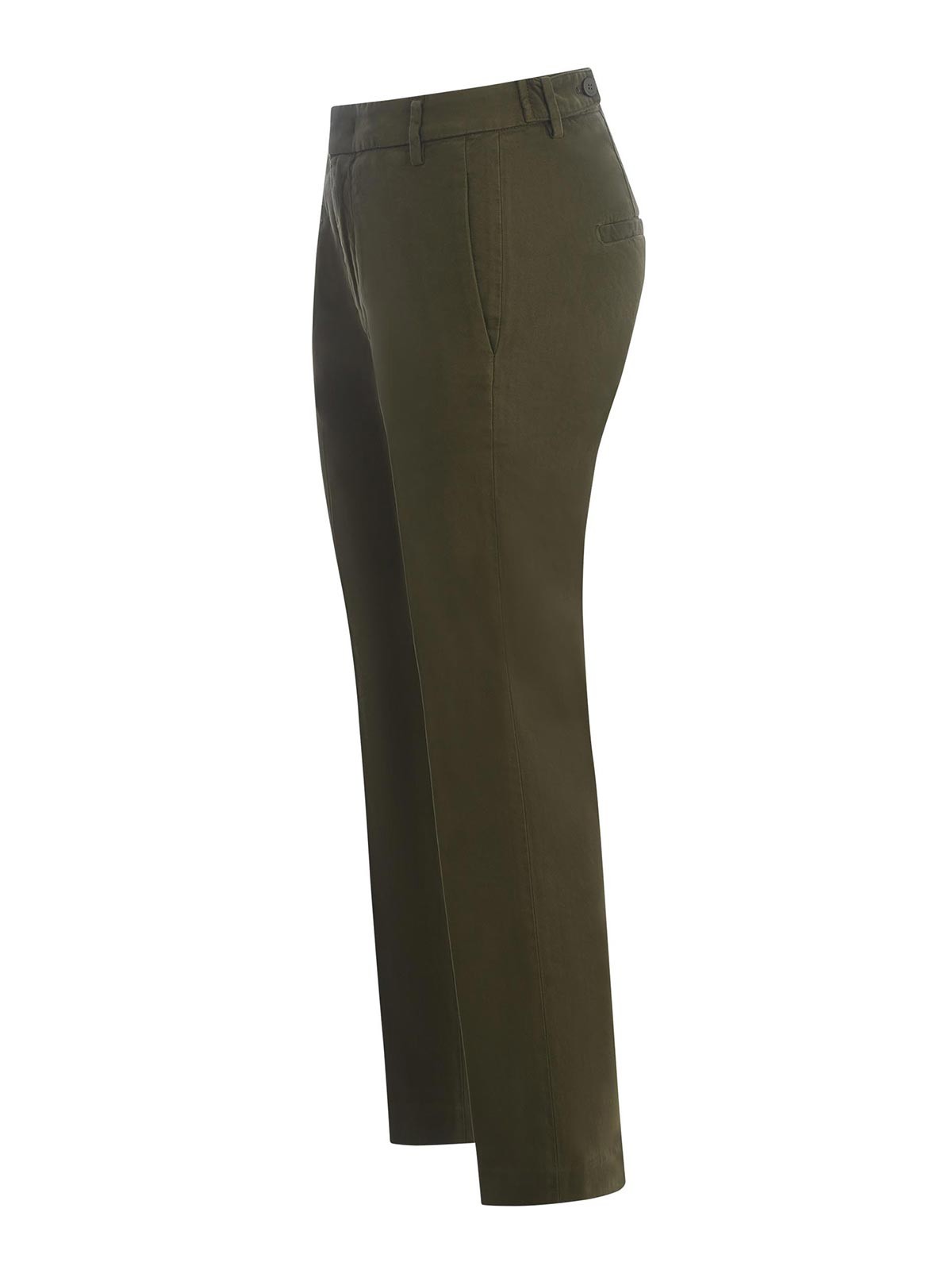 Shop Dondup Trousers  In Stretch Cotton In Green