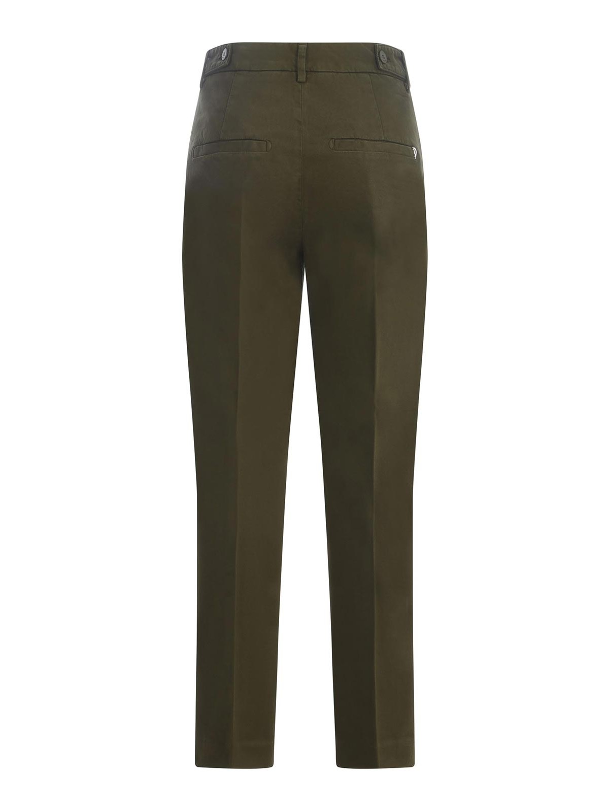 Shop Dondup Trousers  In Stretch Cotton In Green