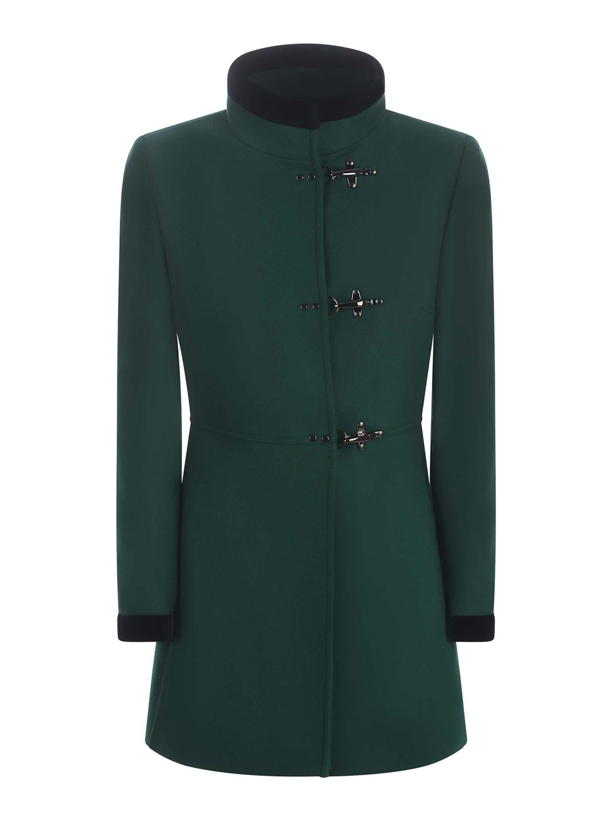 Shop Fay Coat   In Wool Blend In Dark Green