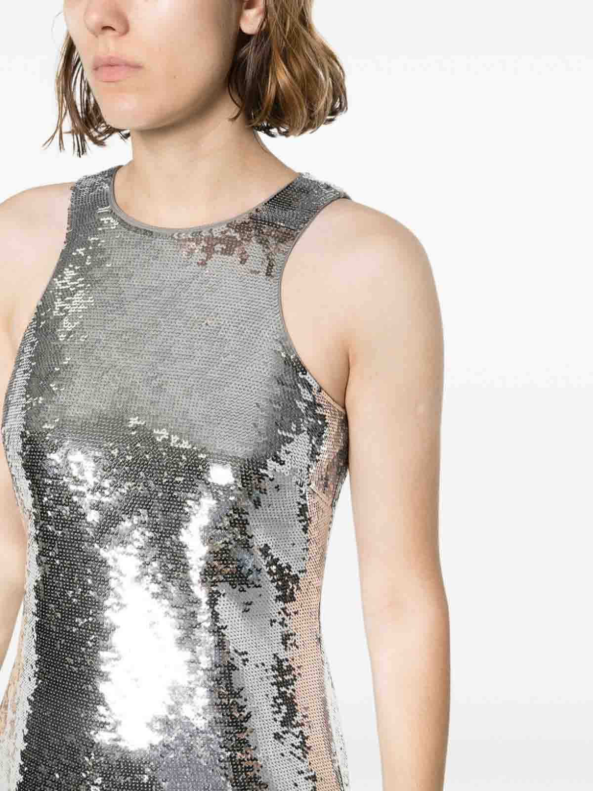 Shop Michael Kors Mini Dress In Silver