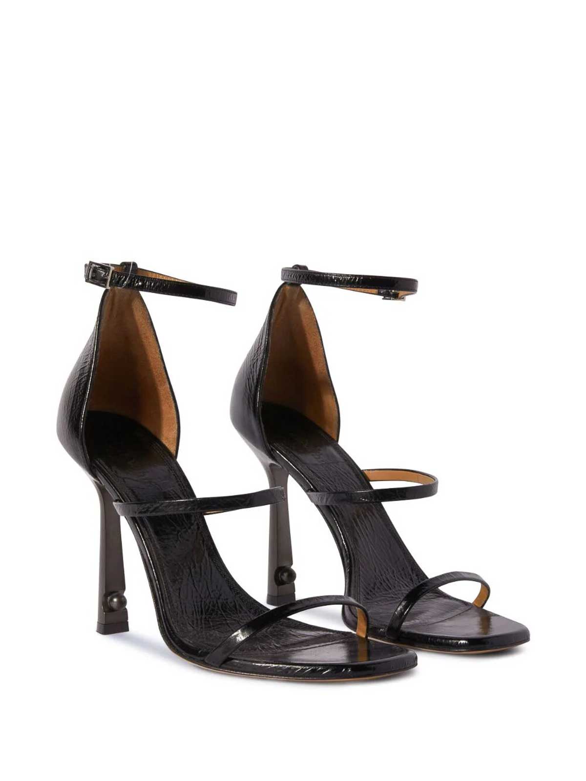 Shop Off-white Black Leather Sandals In Negro