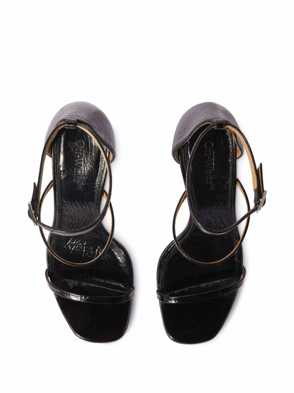 Shop Off-white Black Leather Sandals In Negro