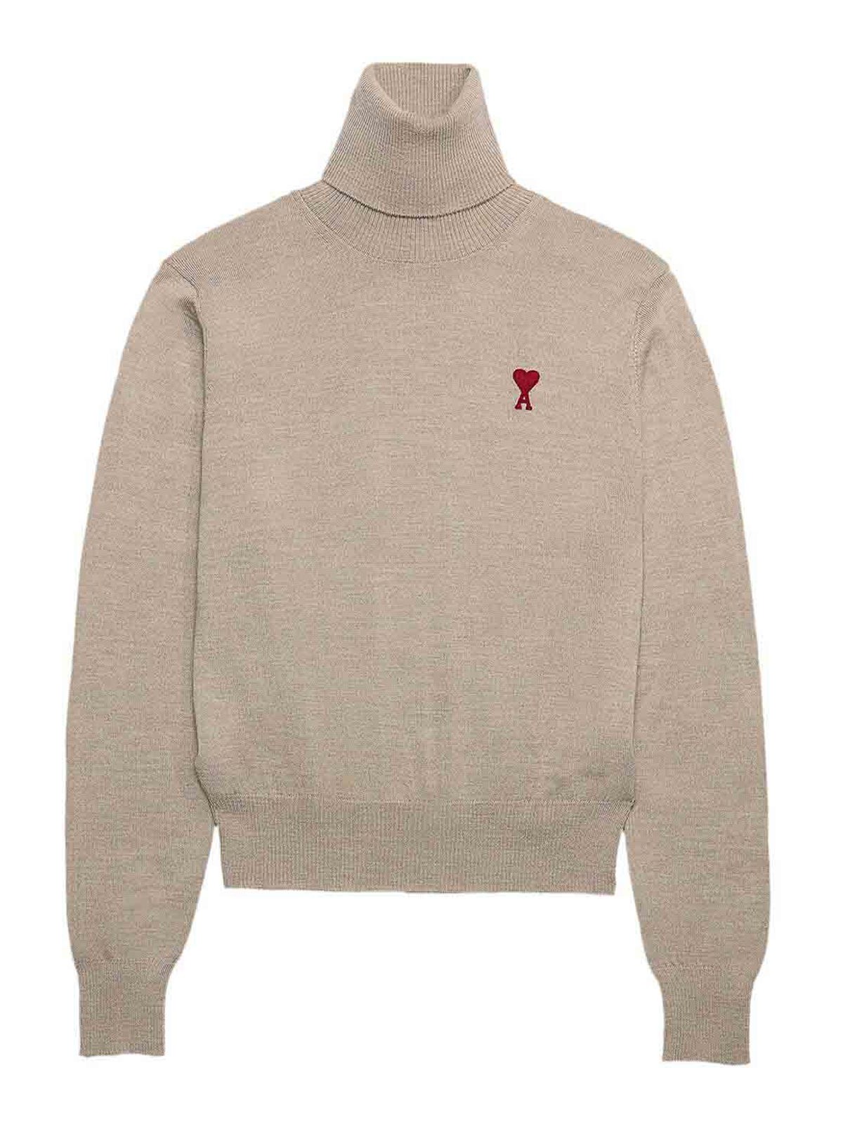Ami Paris タートルネック/ポロネック - ブラウン|HKS411KN0025WOOL