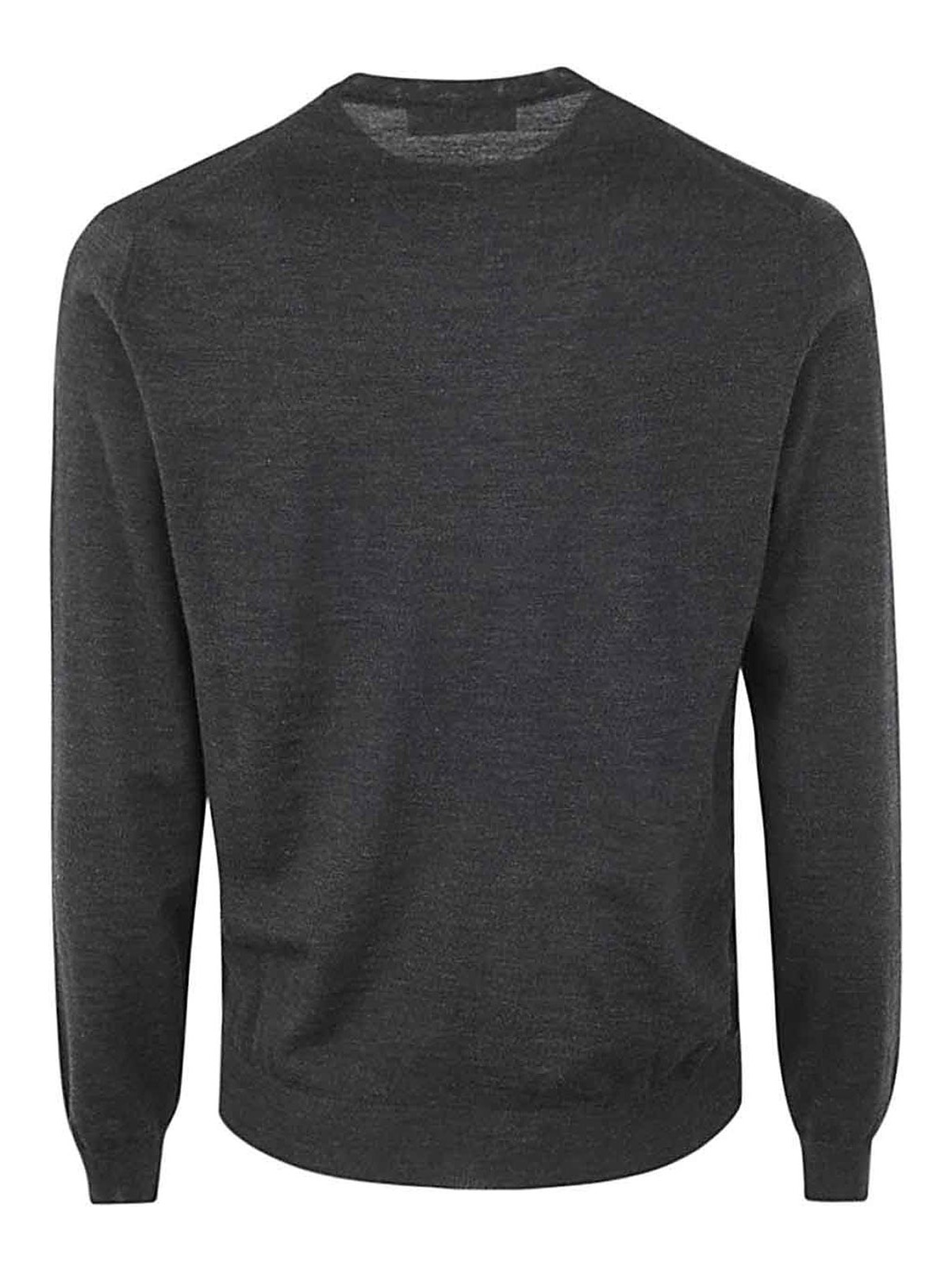 Shop Filippo De Laurentiis Royal Merino Long Sleeves Crew Neck Sweater In Grey
