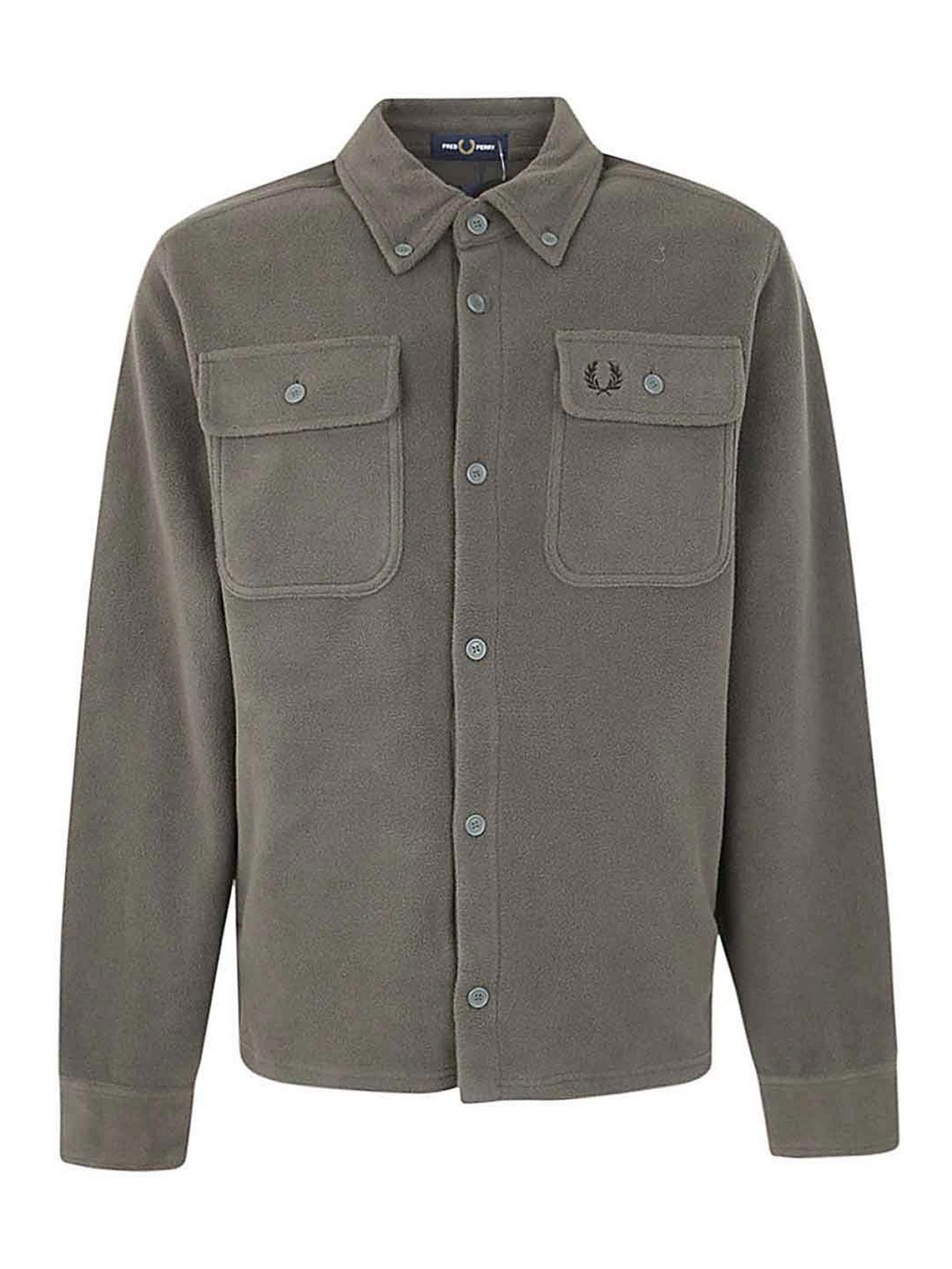 Fred Perry Fp Fleece Overshirt In Green