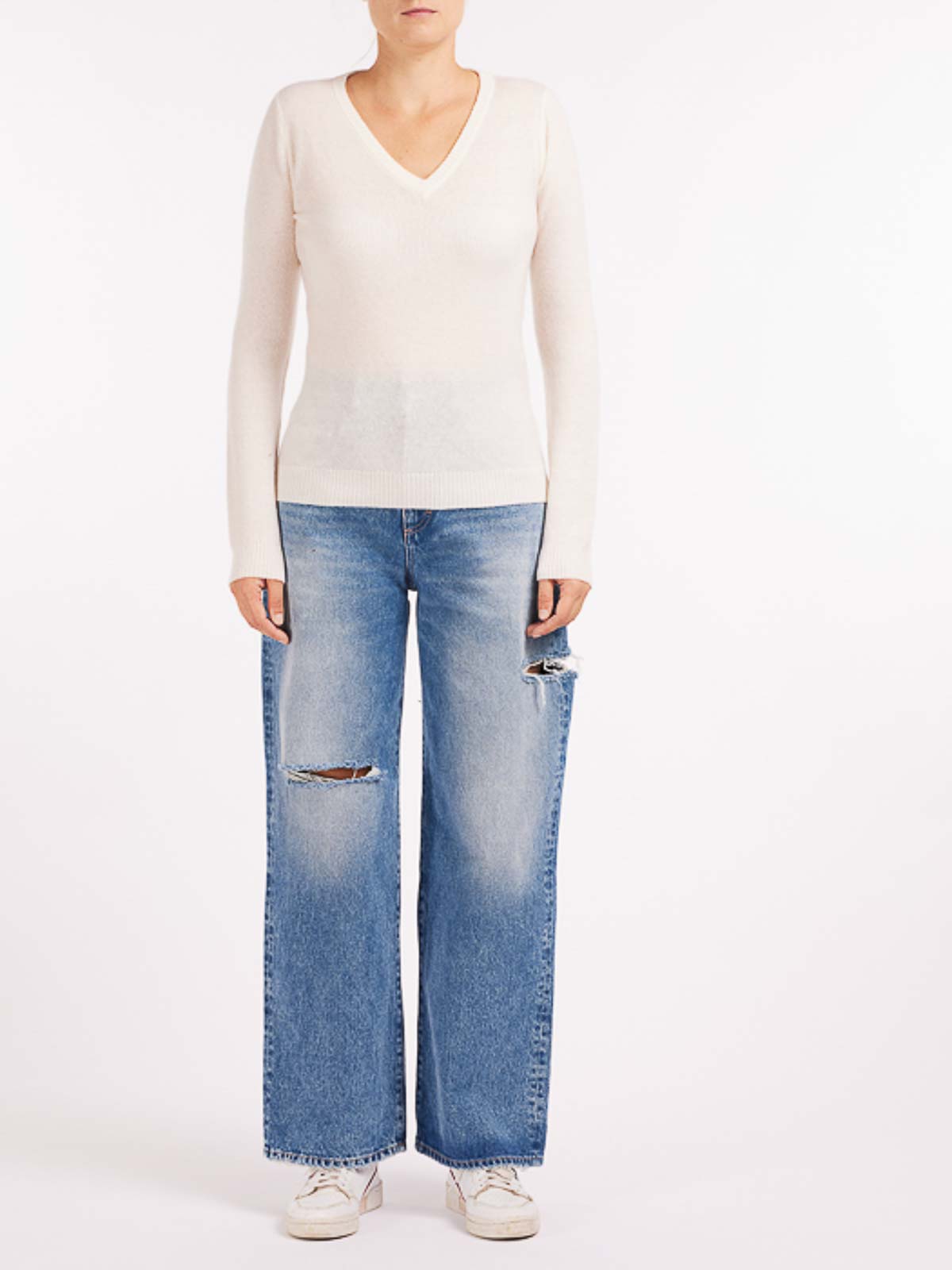 Liv Embroidered Cashmere Short Sleeve Knit