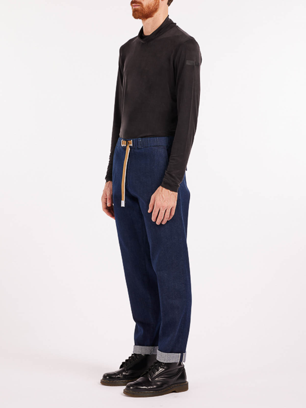 Shop White Sand Trousers With Turn-up In Blue