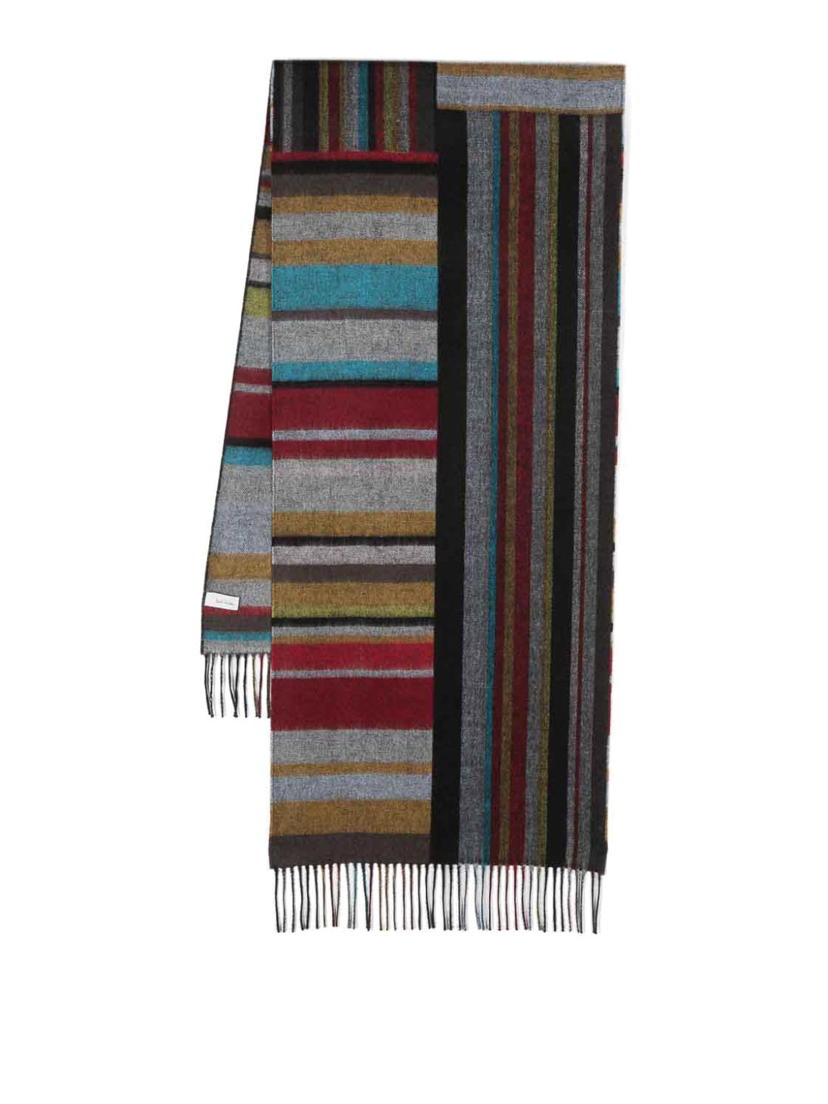 Shop Paul Smith Ffringed Scarf In Multicolour