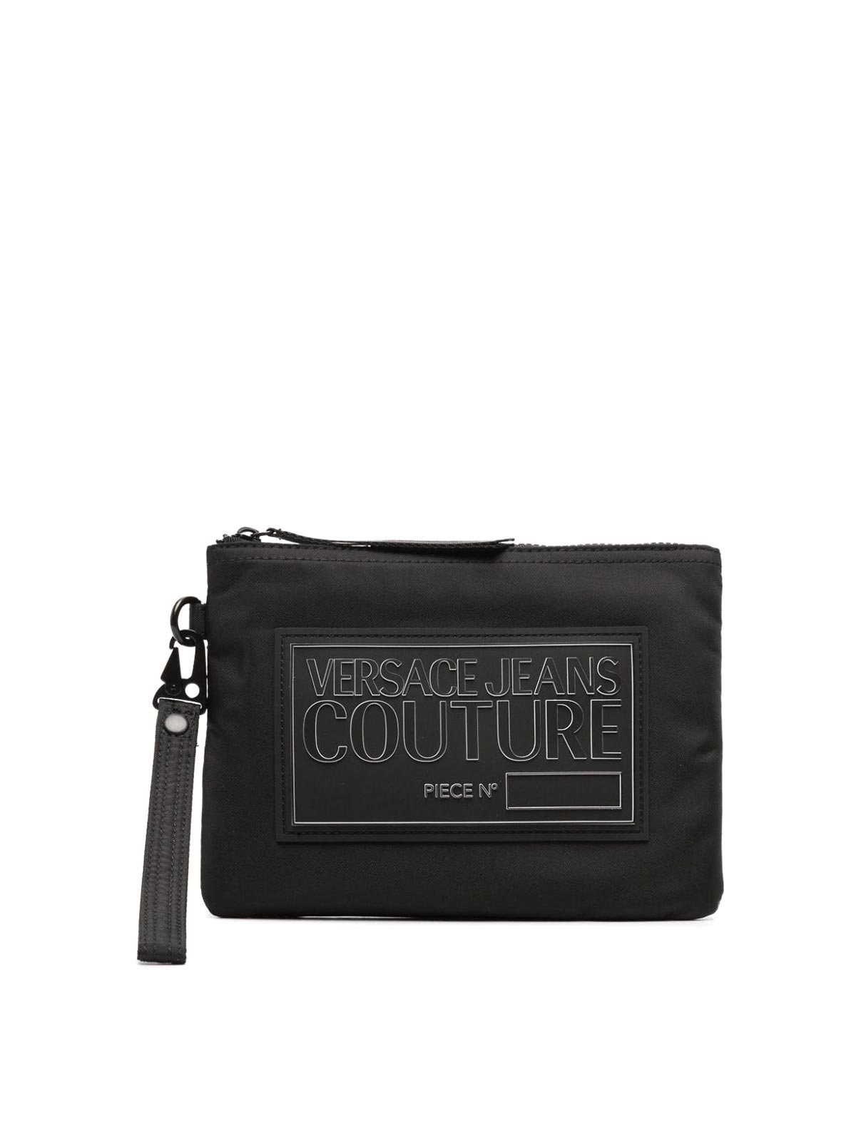 Shop Versace Jeans Couture Logo-patch Clutch Bag In Black