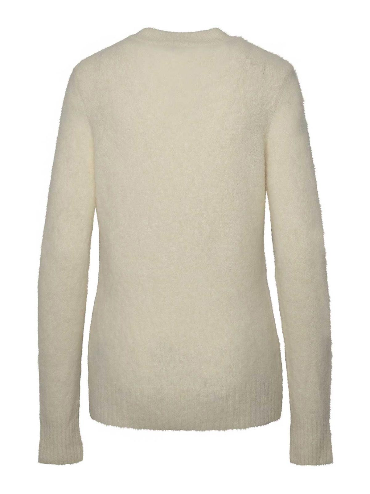 Shop Ganni Logo Sweater In Cream