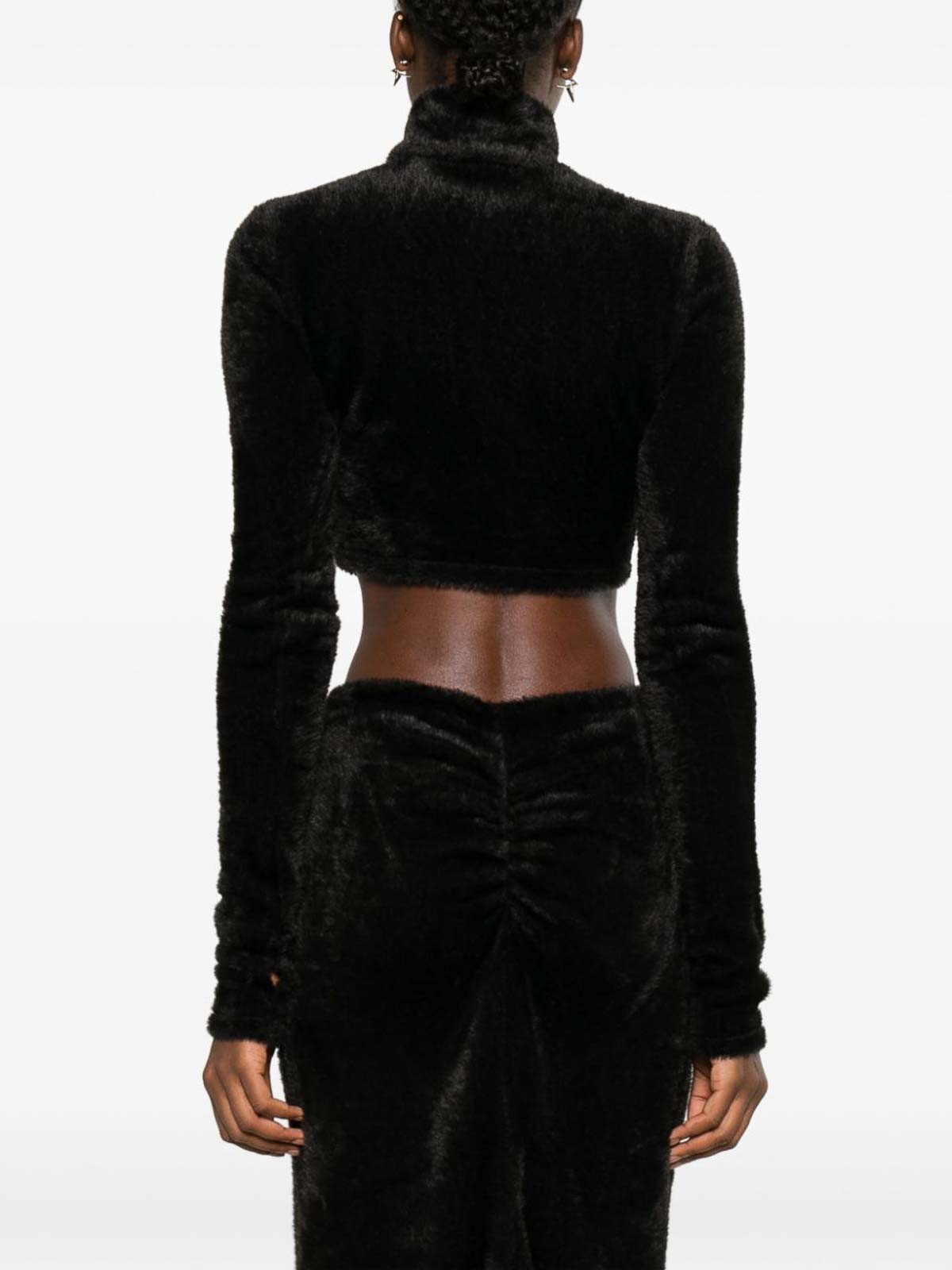 Shop The Andamane `orchid` Turtle-neck Crop Top In Black